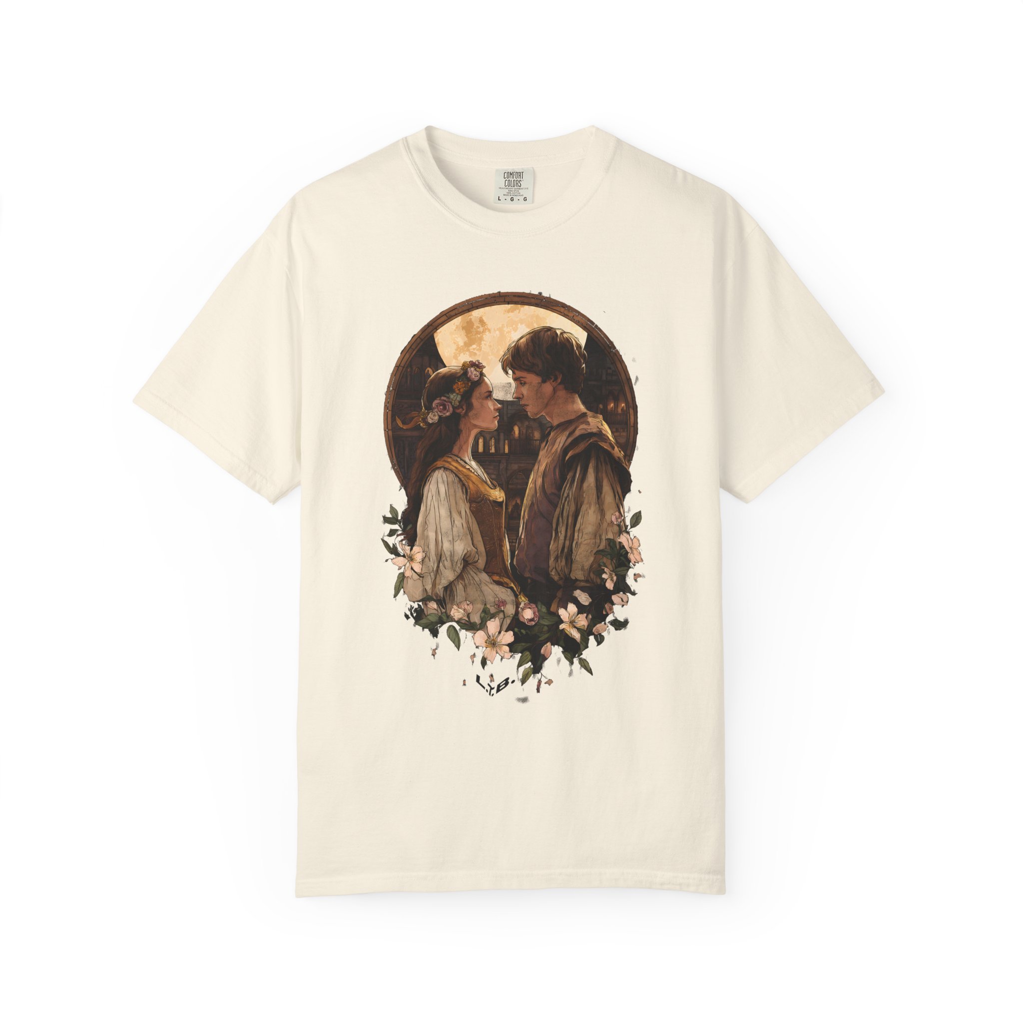 Vintage Romantic Art T-Shirt — Classic Lovers Portrait Valentine Tee - Image 3