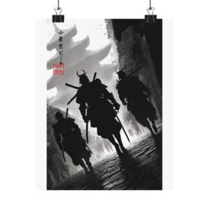 Samurai Silhouette Matte Poster — Black & White Vertical Wall Art