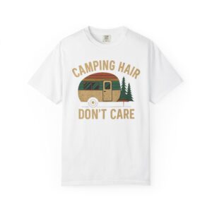 Camping Hair Don't Care T-Shirt — Retro Camper Graphic Tee