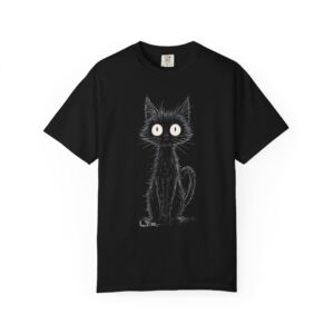 Cat Sketch T-Shirt — Cute Wide-Eyed Kitty Graphic Tee