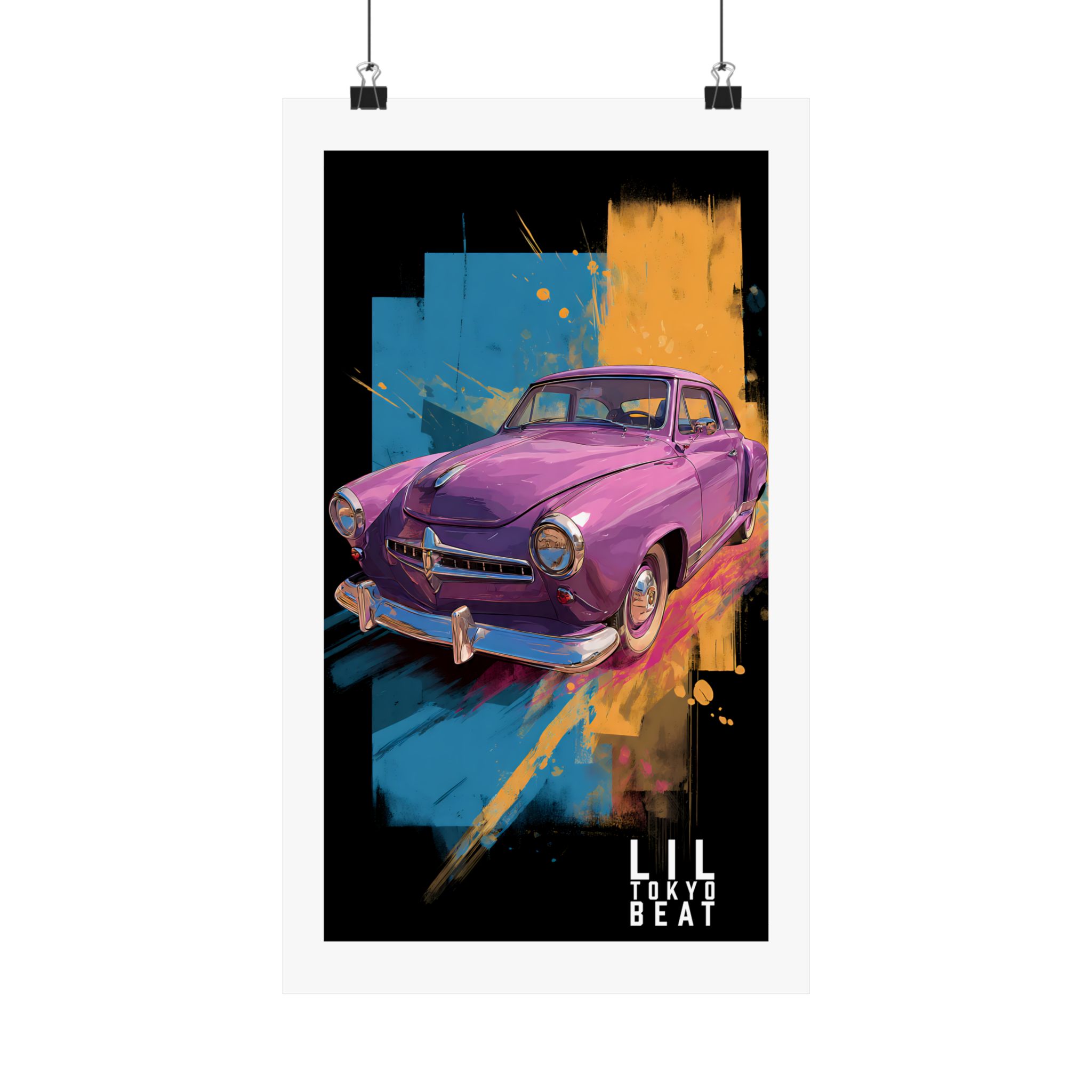 Retro Purple Classic Car Poster — Pop Art Vintage Auto Wall Decor - Image 2