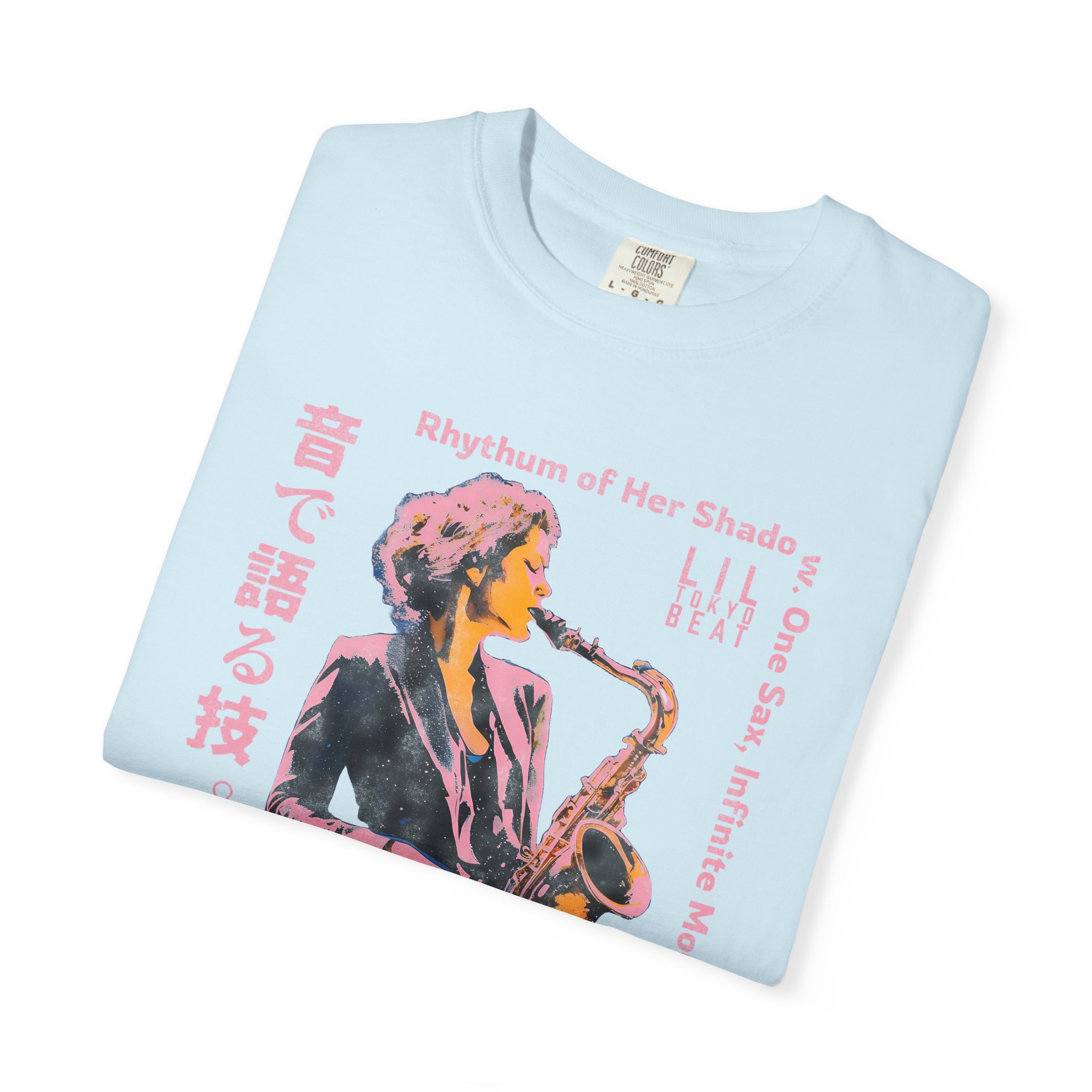 Saxophone Graphic Tee, Unisex Jazz T-shirt, Tokyo Urban Music Shirt, Japanese Design Top, Garment-Dyed Cotton Clothing, t0 - Image 18