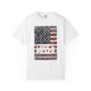 Love & Peace American Flag T-Shirt