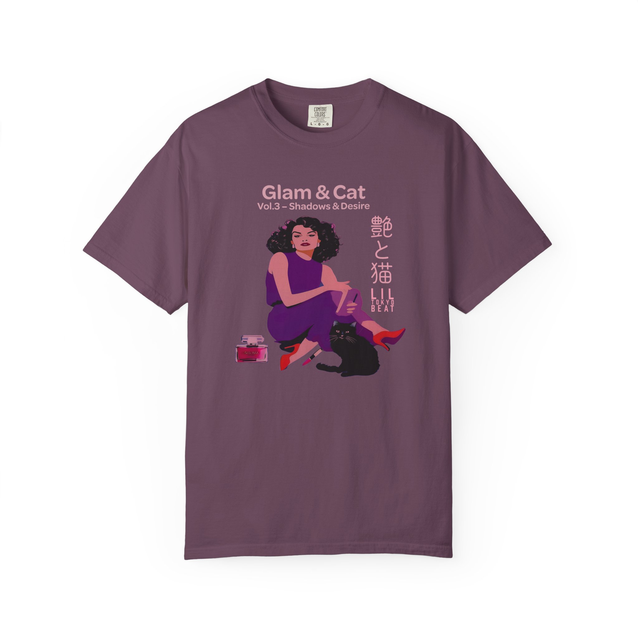 Japanese Cat & Glam Girl Aesthetic Graphic T-Shirt, Vol 3 - Shadows and Desire, Unisex Tee, Cat Lover Gift, Kawaii Shirt, Streetwear Style, t0 - Image 3