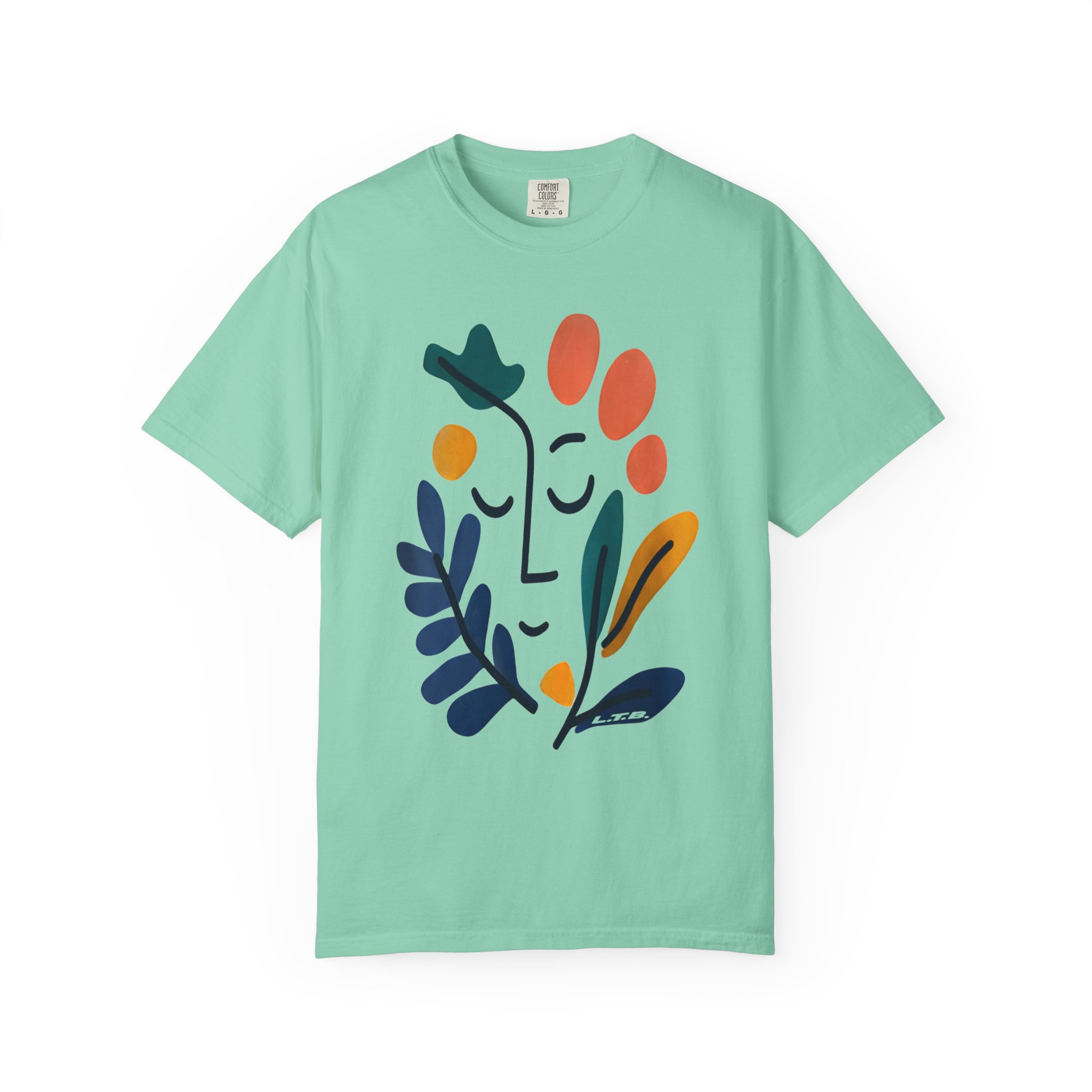 Abstract Floral Face T-Shirt — Minimalist Botanical Graphic Tee - Image 5