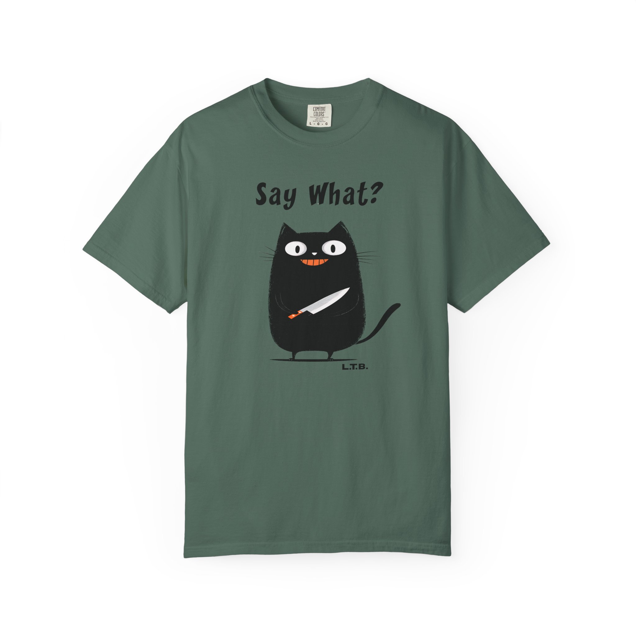 Black Cat with Knife T-Shirt — "Say What?" Funny Halloween Cat Tee - Image 7