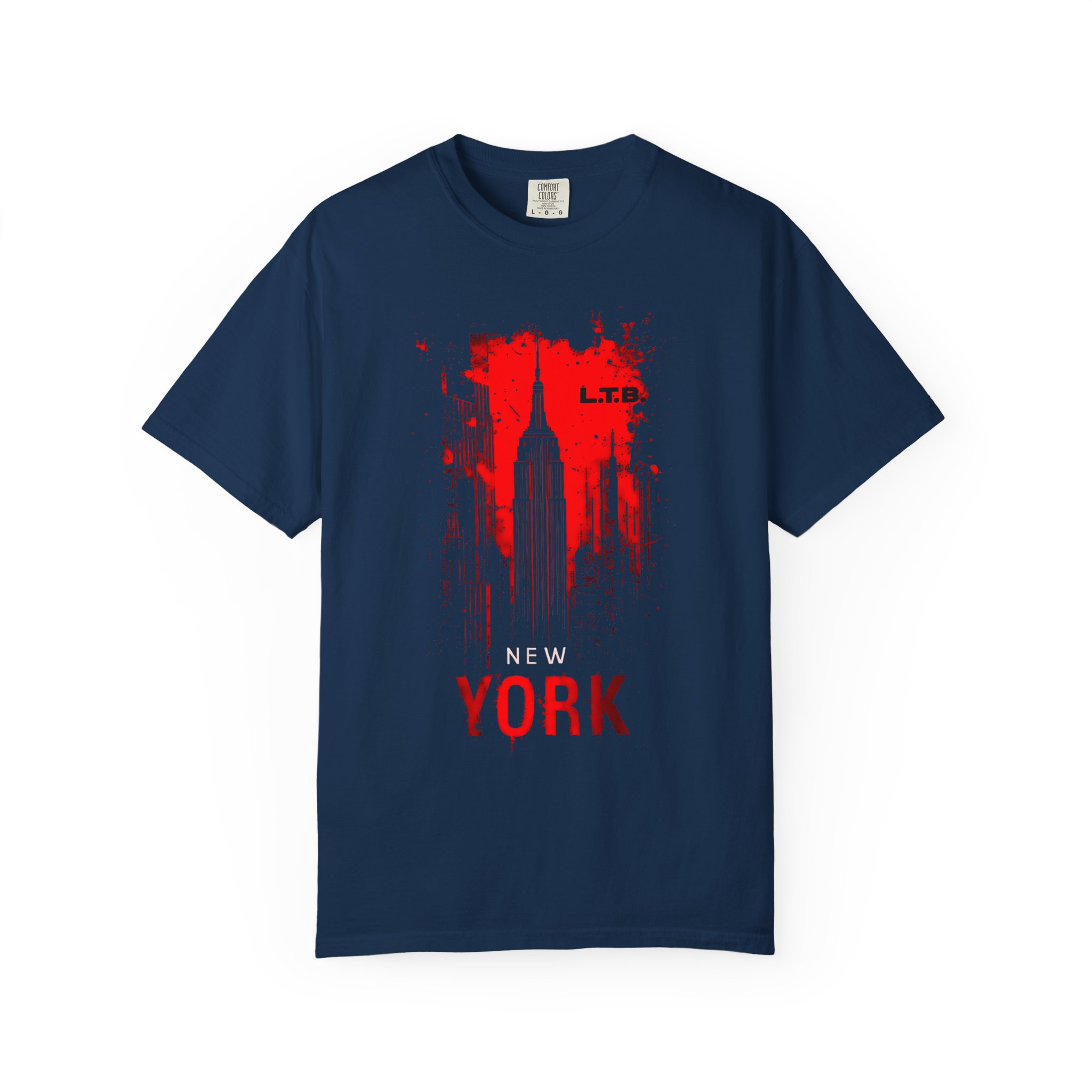 New York Skyline T-Shirt — Red Grunge Empire State Graphic Tee - Image 3
