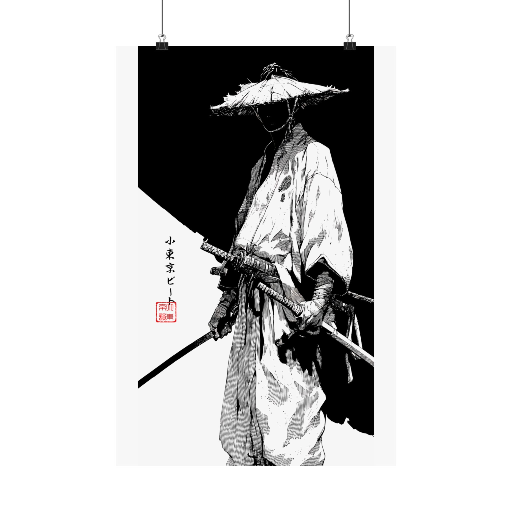 Samurai Warrior Matte Poster — Monochrome Japanese Sword Art Print - Image 8