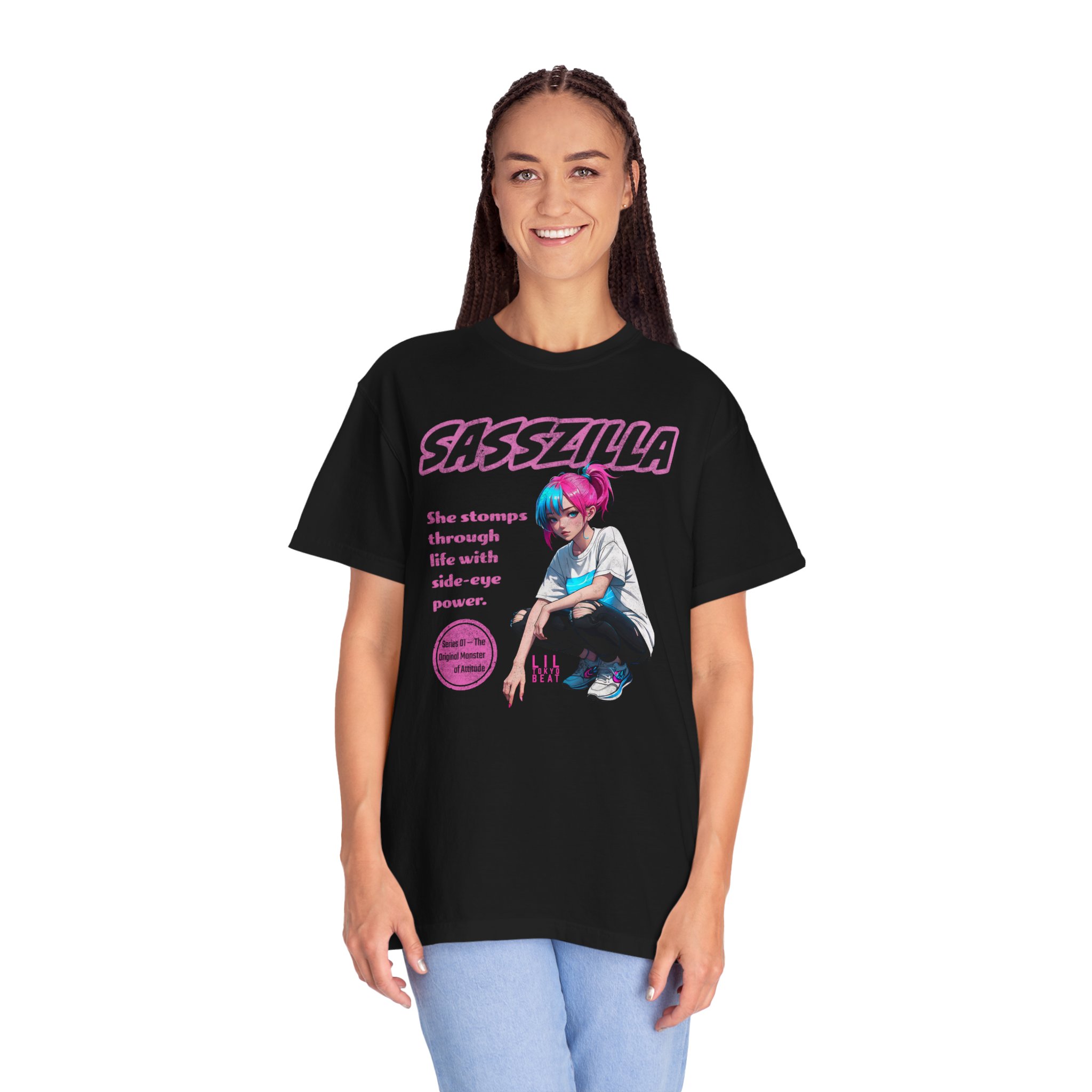 SASSZILLA Streetwear T-Shirt – Bold Anime Girl Power Graphic Tee, Series #1 - Image 2