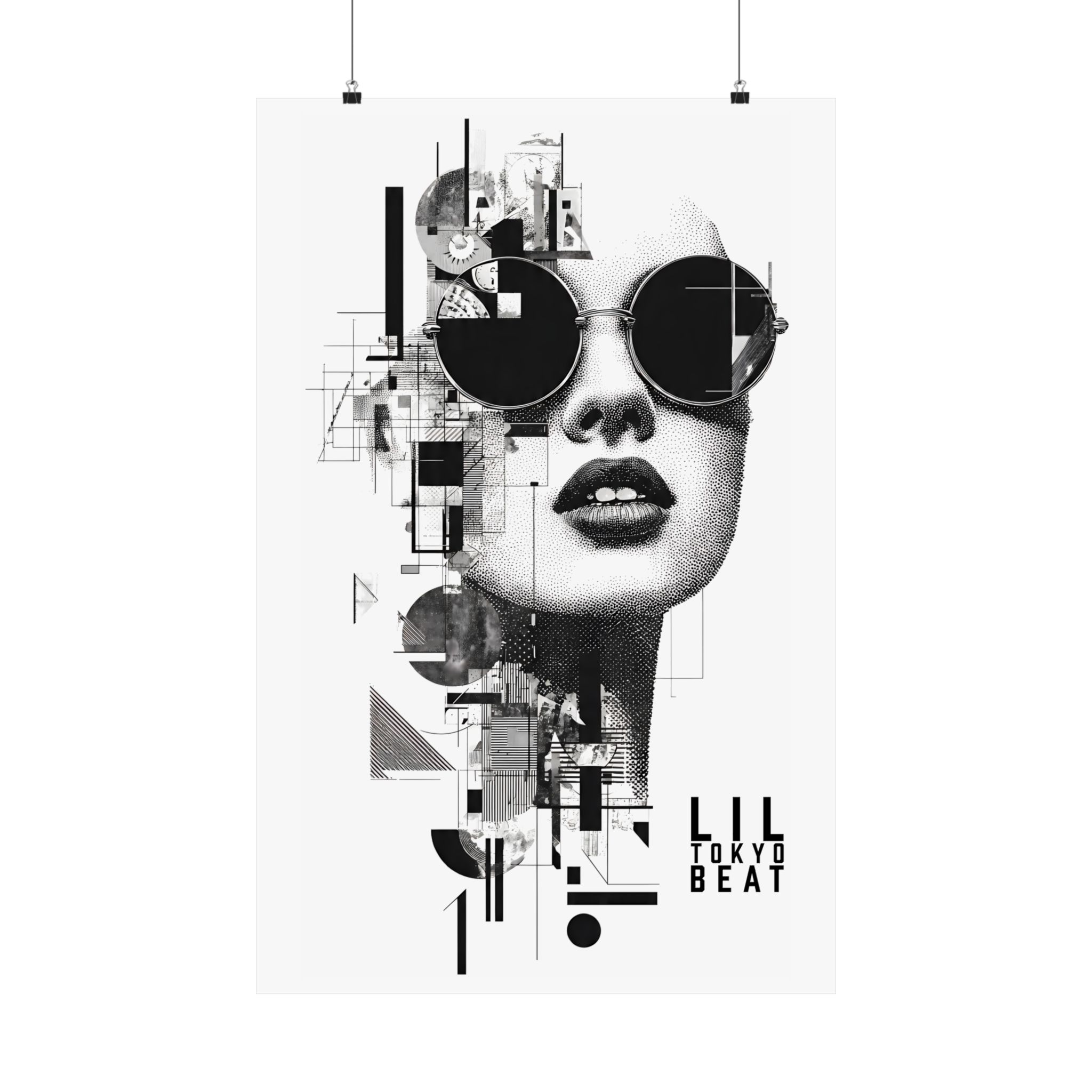 Black and White Geometric Sunglasses Portrait Poster | Modern Fashion Wall Art - Image 10