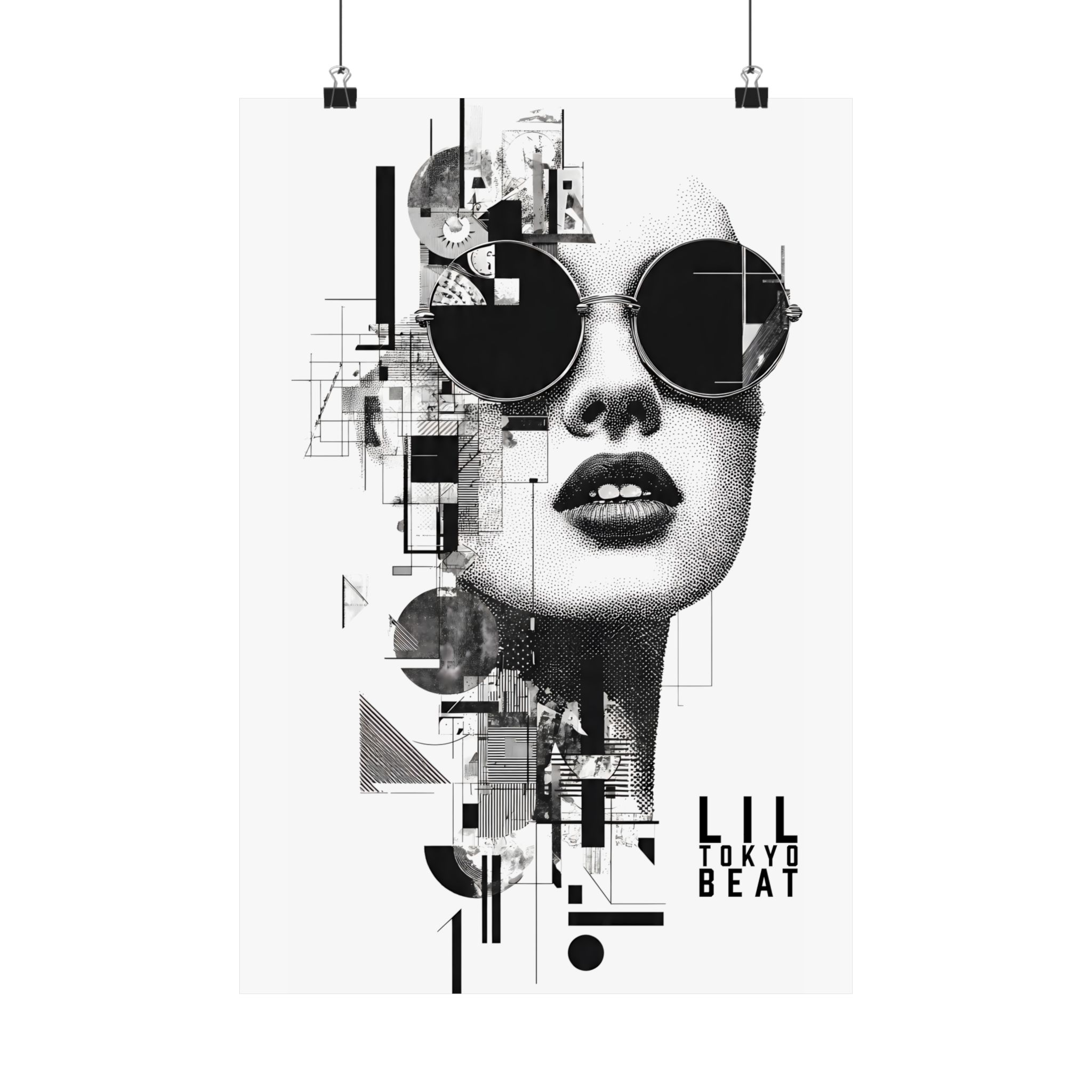 Black and White Geometric Sunglasses Portrait Poster | Modern Fashion Wall Art - Image 6