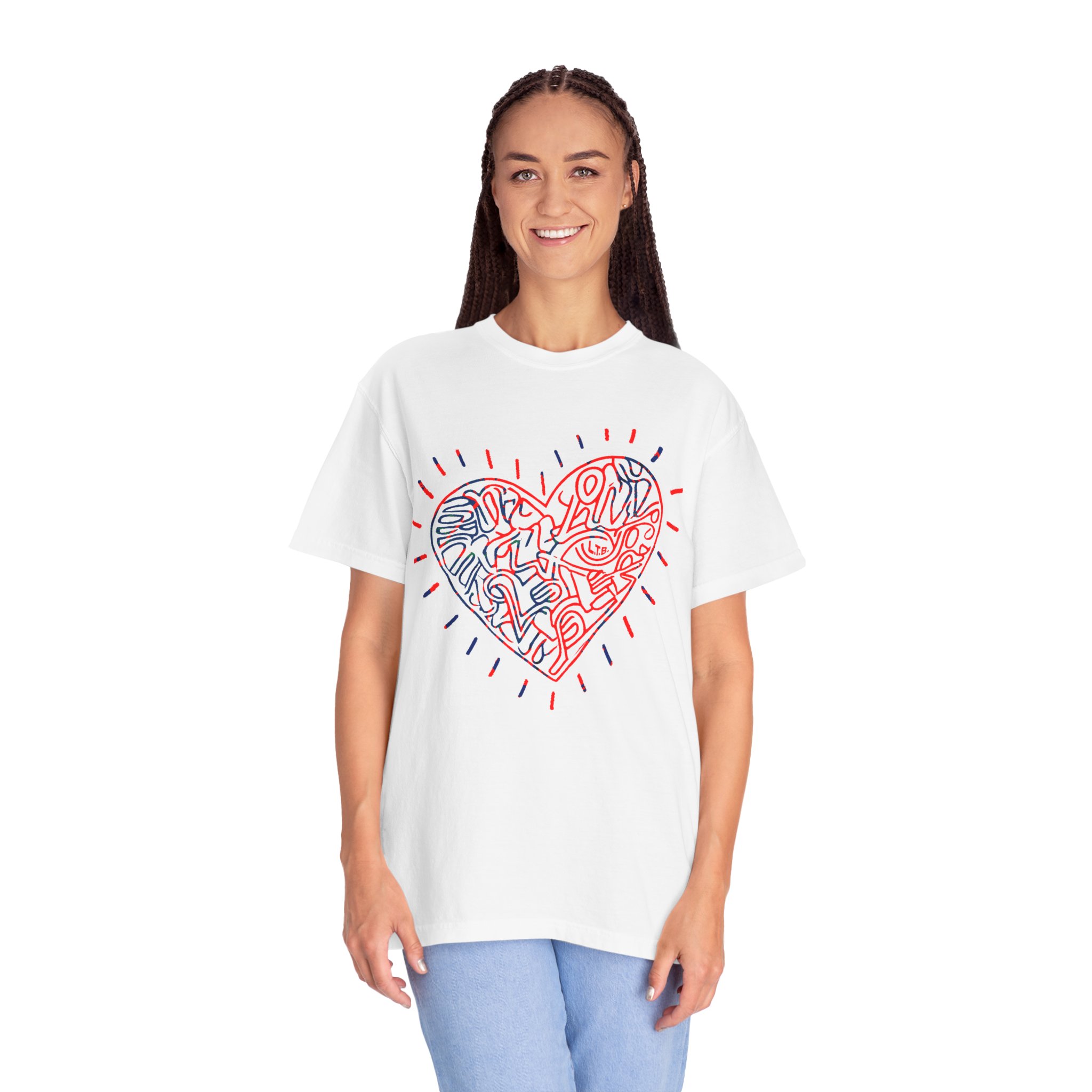Valentine’s Day Abstract Heart T‑Shirt — Modern Line Art Love Graphic Tee - Image 2