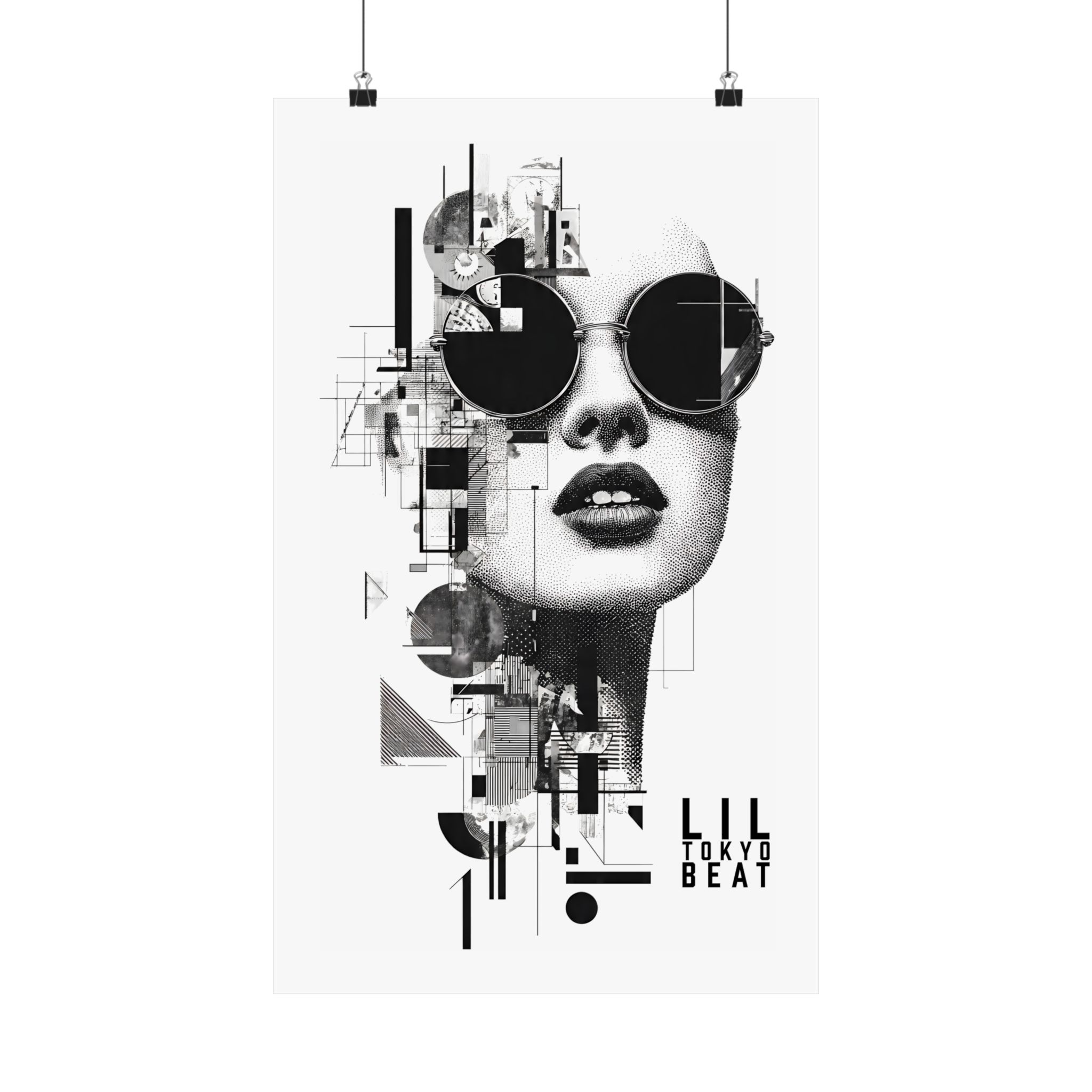 Black and White Geometric Sunglasses Portrait Poster | Modern Fashion Wall Art - Image 7