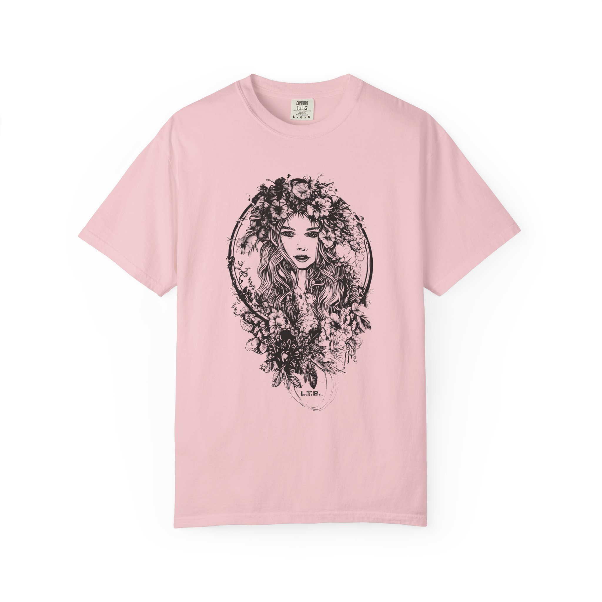 Floral Muse Portrait T-Shirt — Elegant Botanical Art Graphic Tee - Image 13
