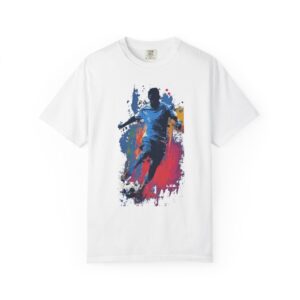 Soccer Player Splash Art T-Shirt — Vibrant Futbol Graphic Tee