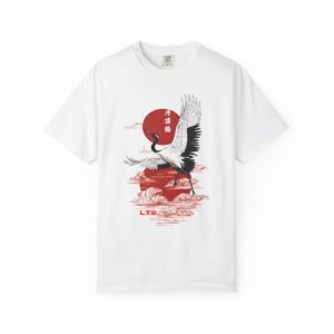 Japanese Crane Rising Sun Tee — Zen Art Streetwear Tee