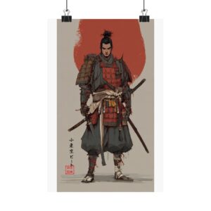 Samurai Warrior Matte Vertical Poster — Japanese Armor Art Print