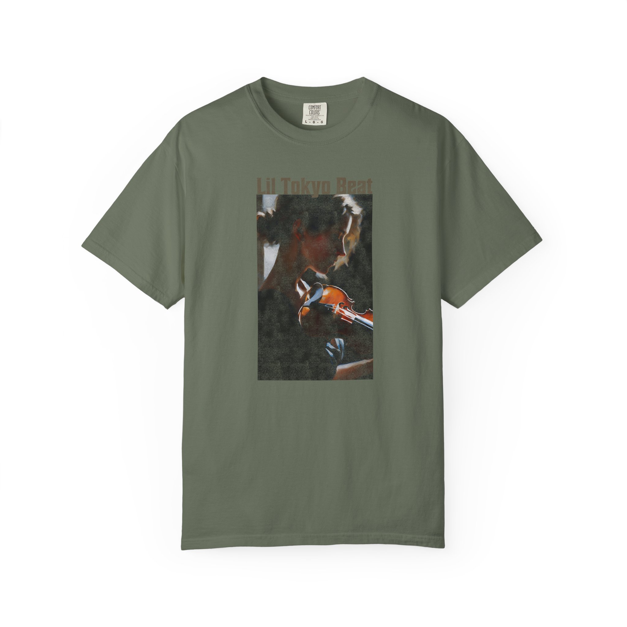 Lil Tokyo Beat Violin Art Tee, grunge Rust Color t-shirts, Emotional Music-Inspired Streetwear, Everyday Wear, t0 - Image 4