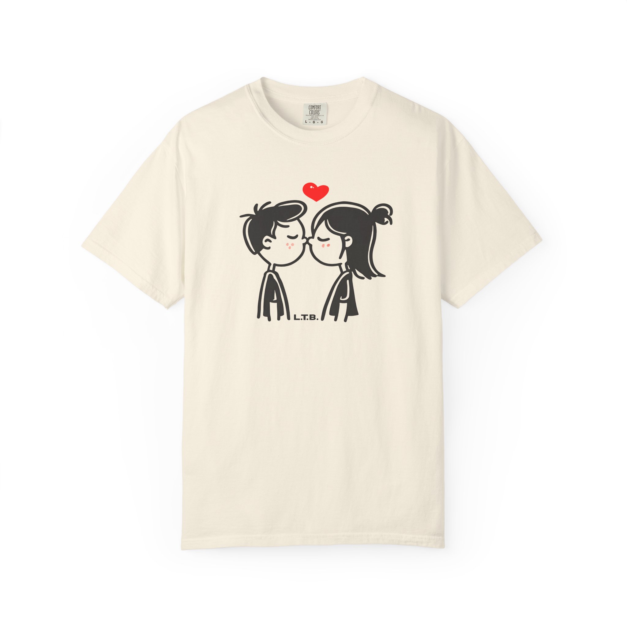 Cute Couple Near Kiss T-Shirt – Minimal Valentine Love Graphic Tee - Image 3