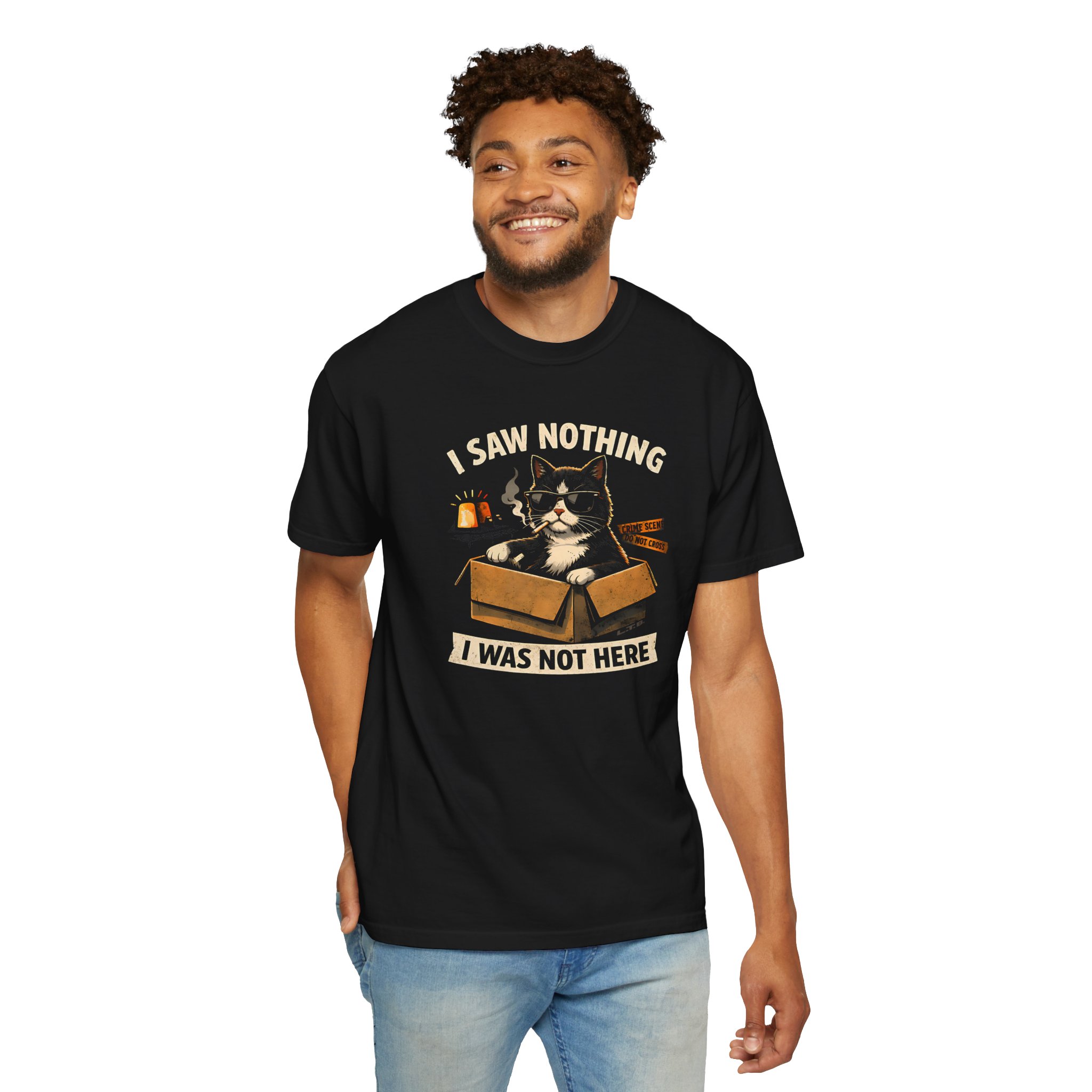 I Saw Nothing Cat Tee – Funny Innocent Troublemaker T-Shirt - Image 2