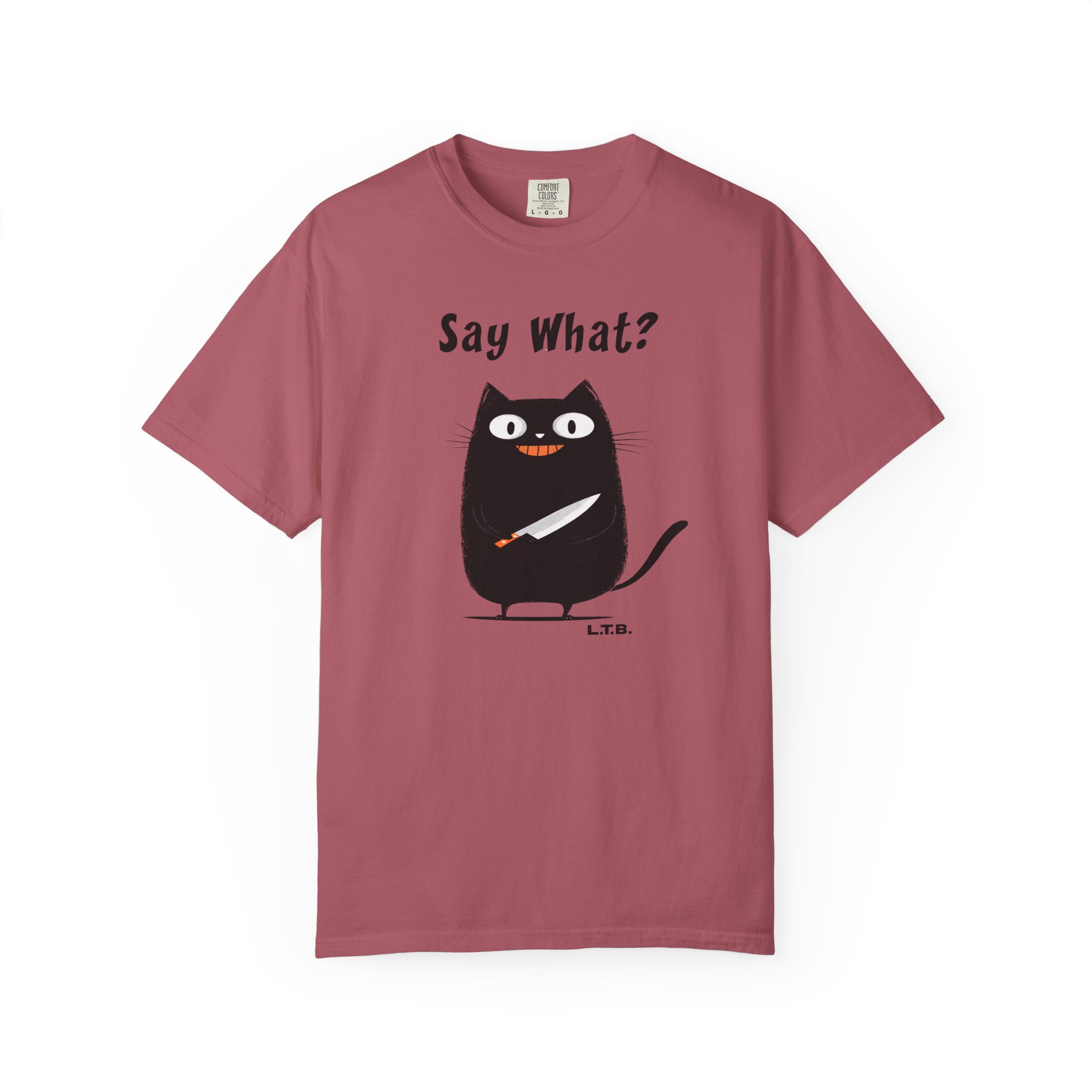 Black Cat with Knife T-Shirt — "Say What?" Funny Halloween Cat Tee - Image 15