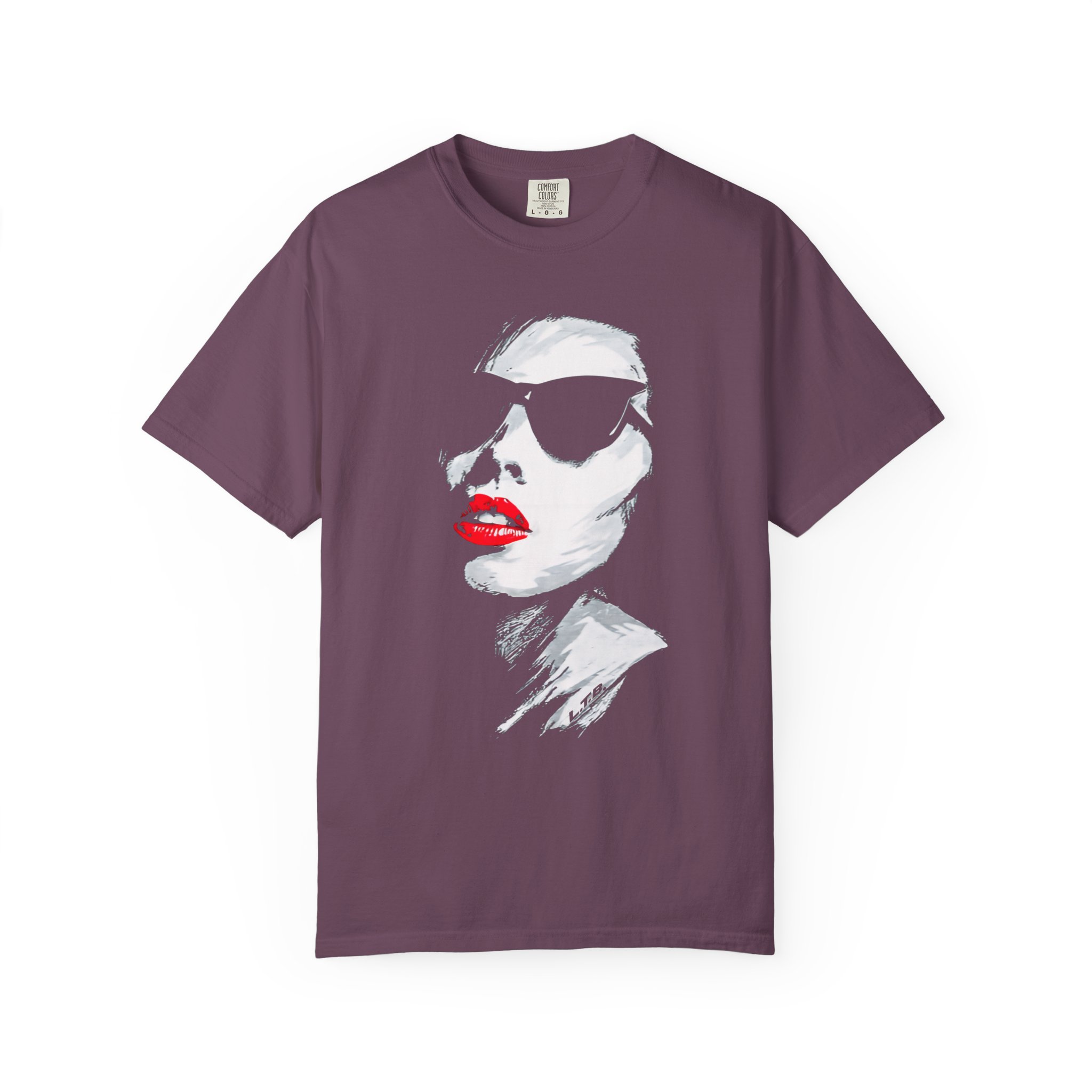 Graphic T-Shirt — Chic Woman Portrait with Red Lips - Image 5