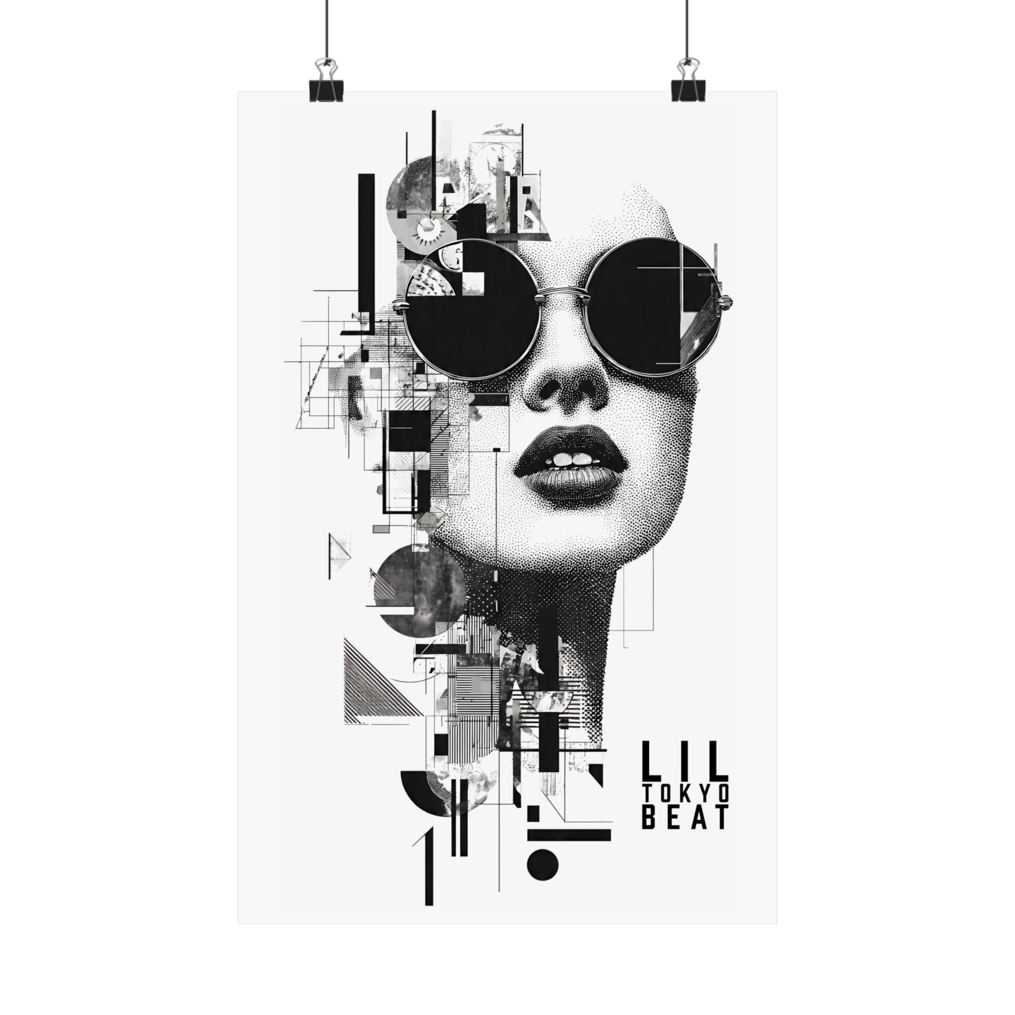 Black and White Geometric Sunglasses Portrait Poster | Modern Fashion Wall Art - Image 4