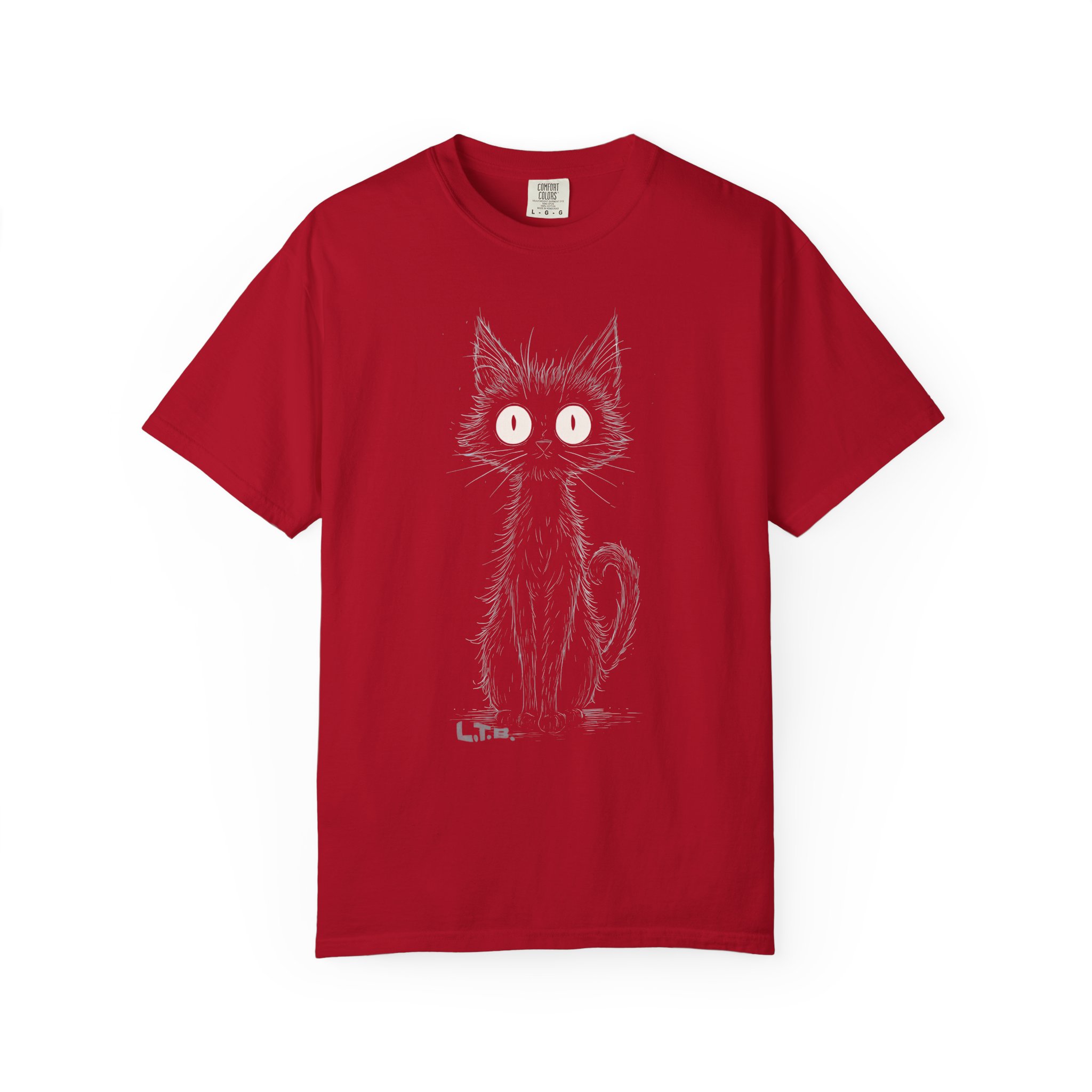 Cat Sketch T-Shirt — Cute Wide-Eyed Kitty Graphic Tee - Image 12