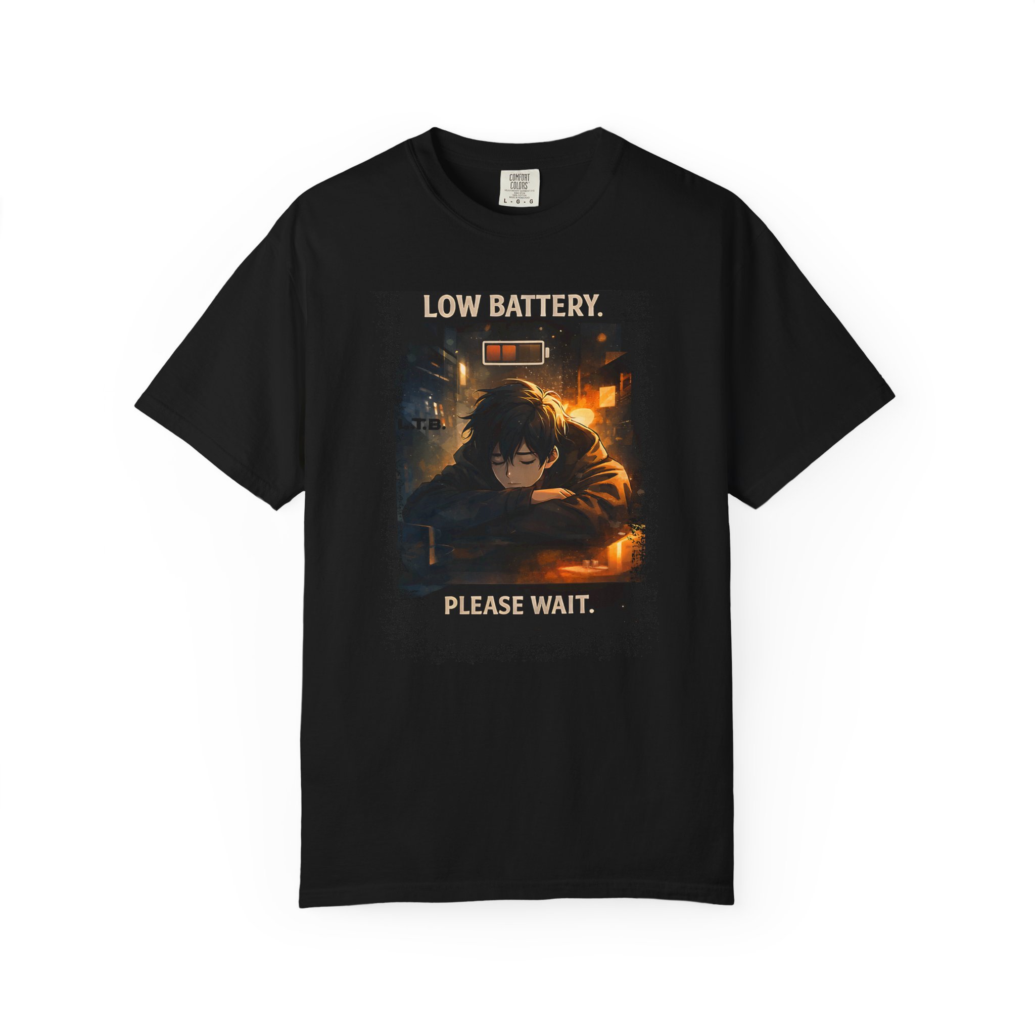 Low Battery Please Wait T-Shirt — Moody Anime Graphic Tee
