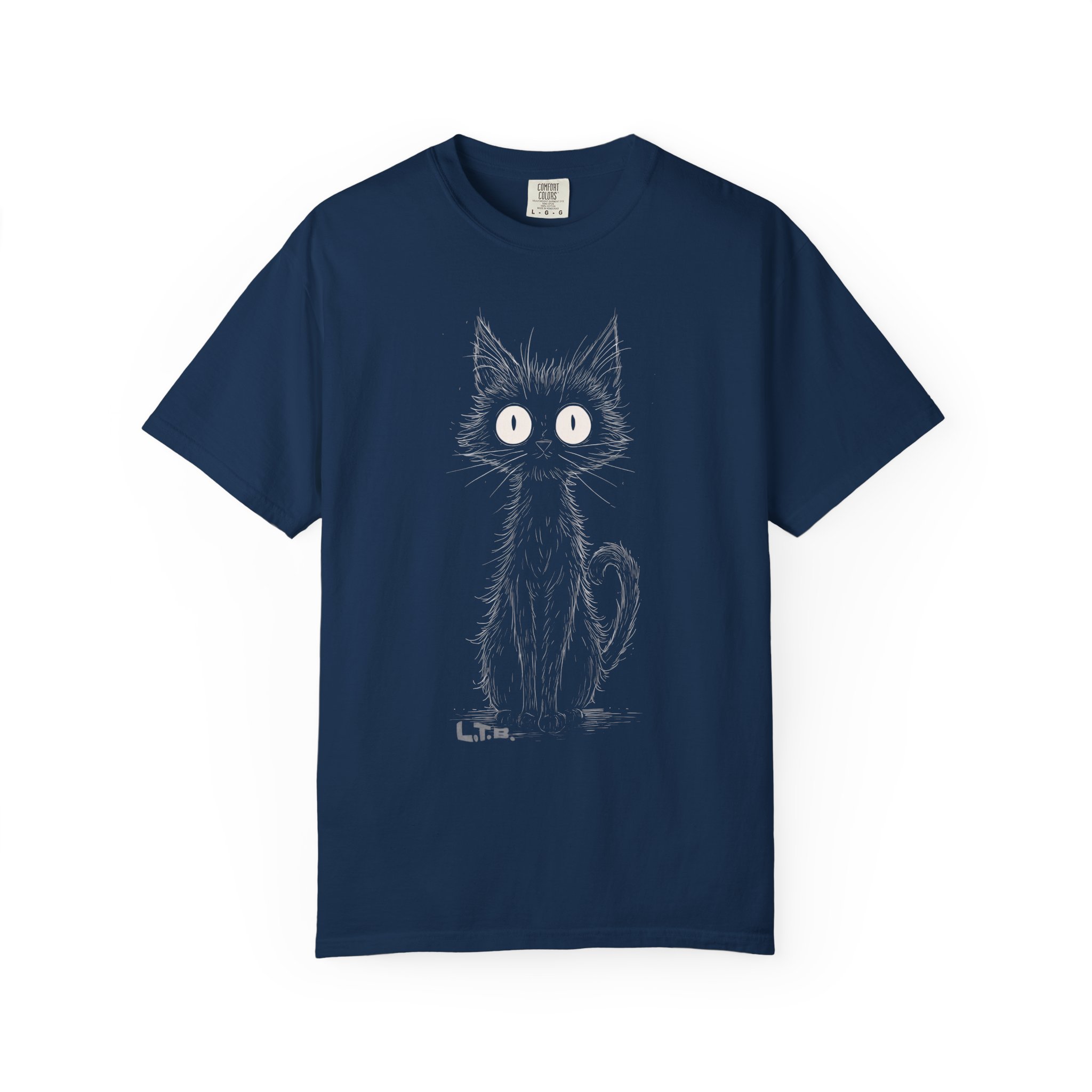Cat Sketch T-Shirt — Cute Wide-Eyed Kitty Graphic Tee - Image 8