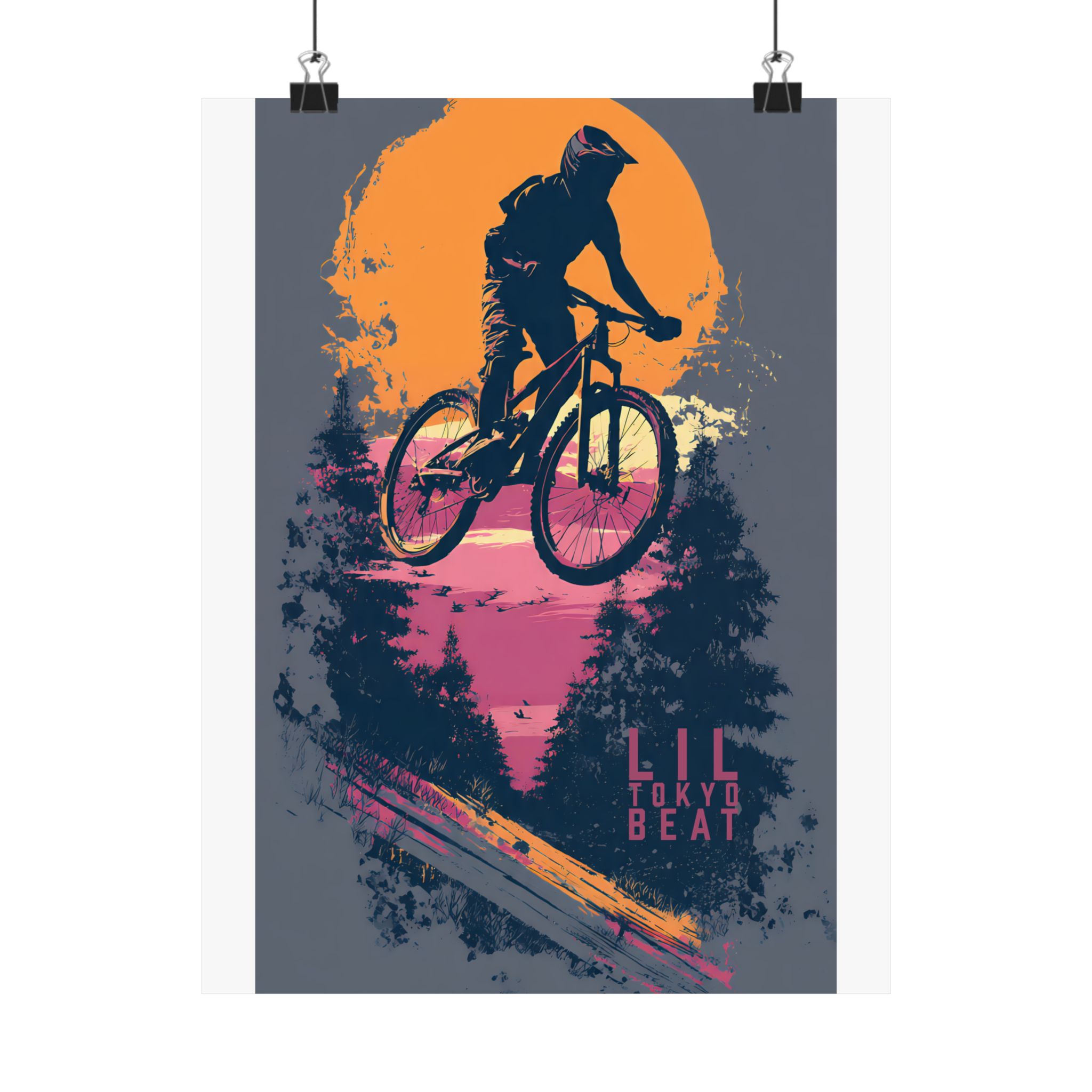 Mountain Bike Matte Sunset Poster | Neon Urban Sports Wall Art - Image 3