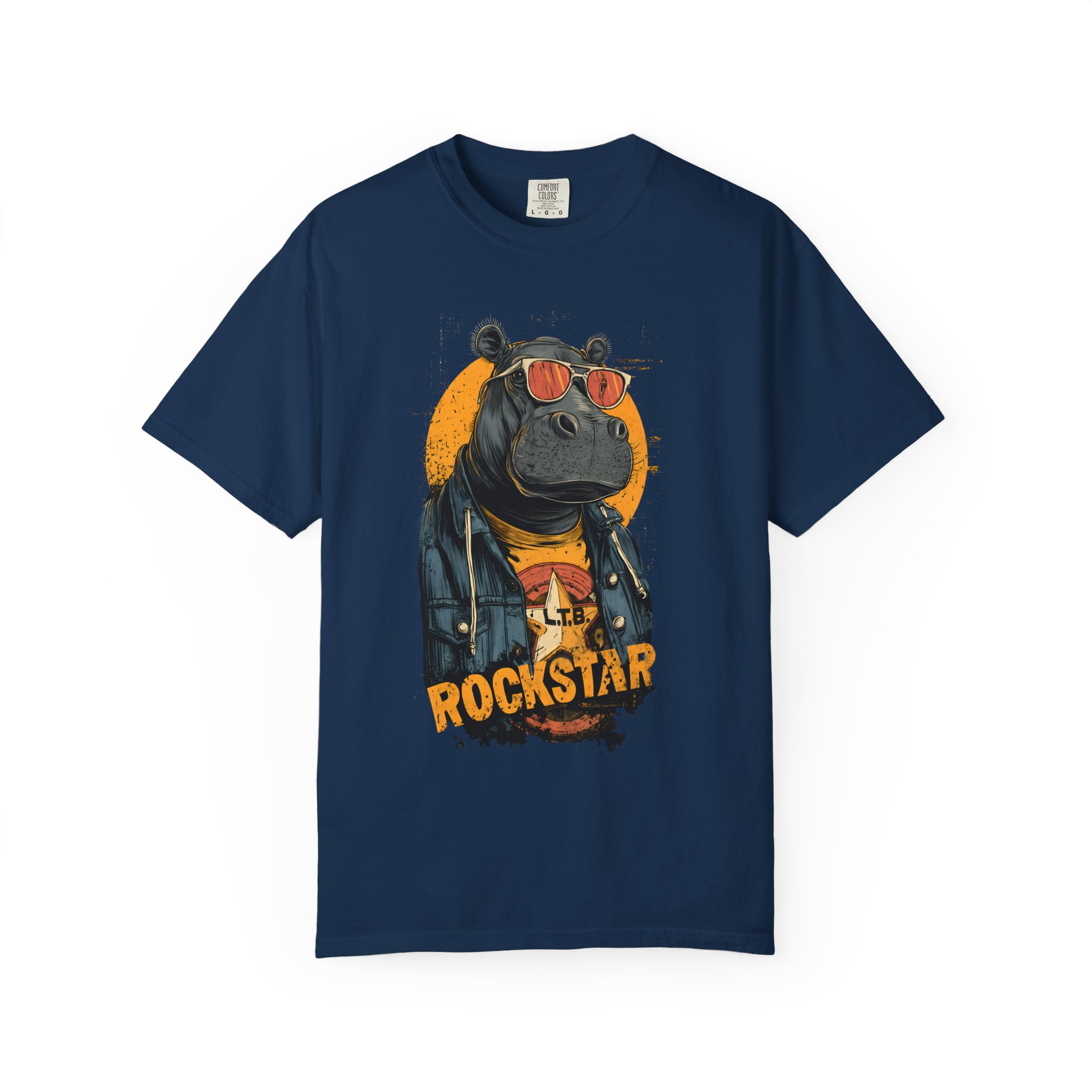 Rockstar Hippo Graphic T-Shirt — Cool Animal Music Tee - Image 10