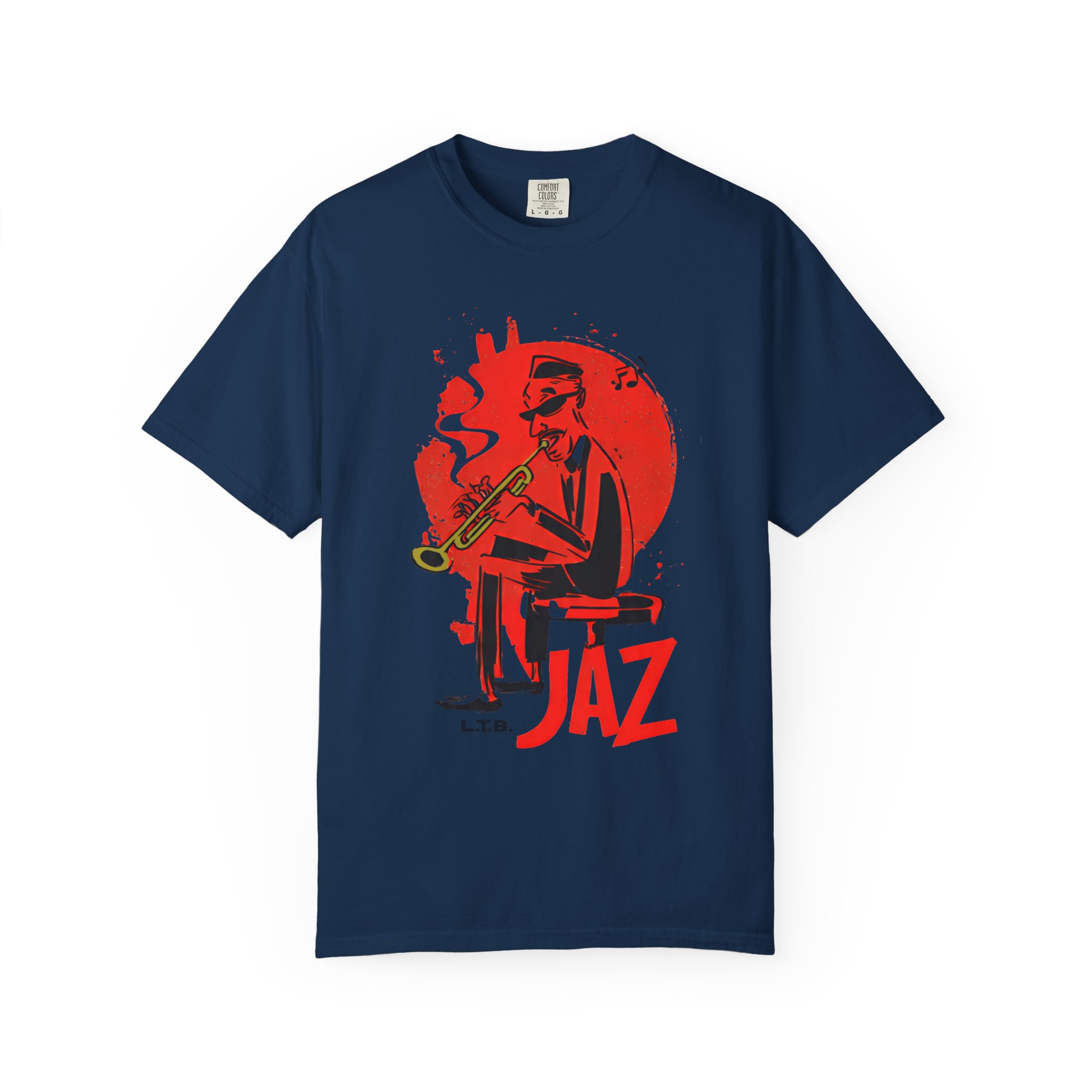 Smoky Jazz Trumpet T-Shirt — Red Circle Modern Music Art Tee - Image 11