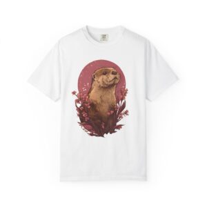Otter Floral Art T-Shirt – Cute Nature Animal Graphic Tee