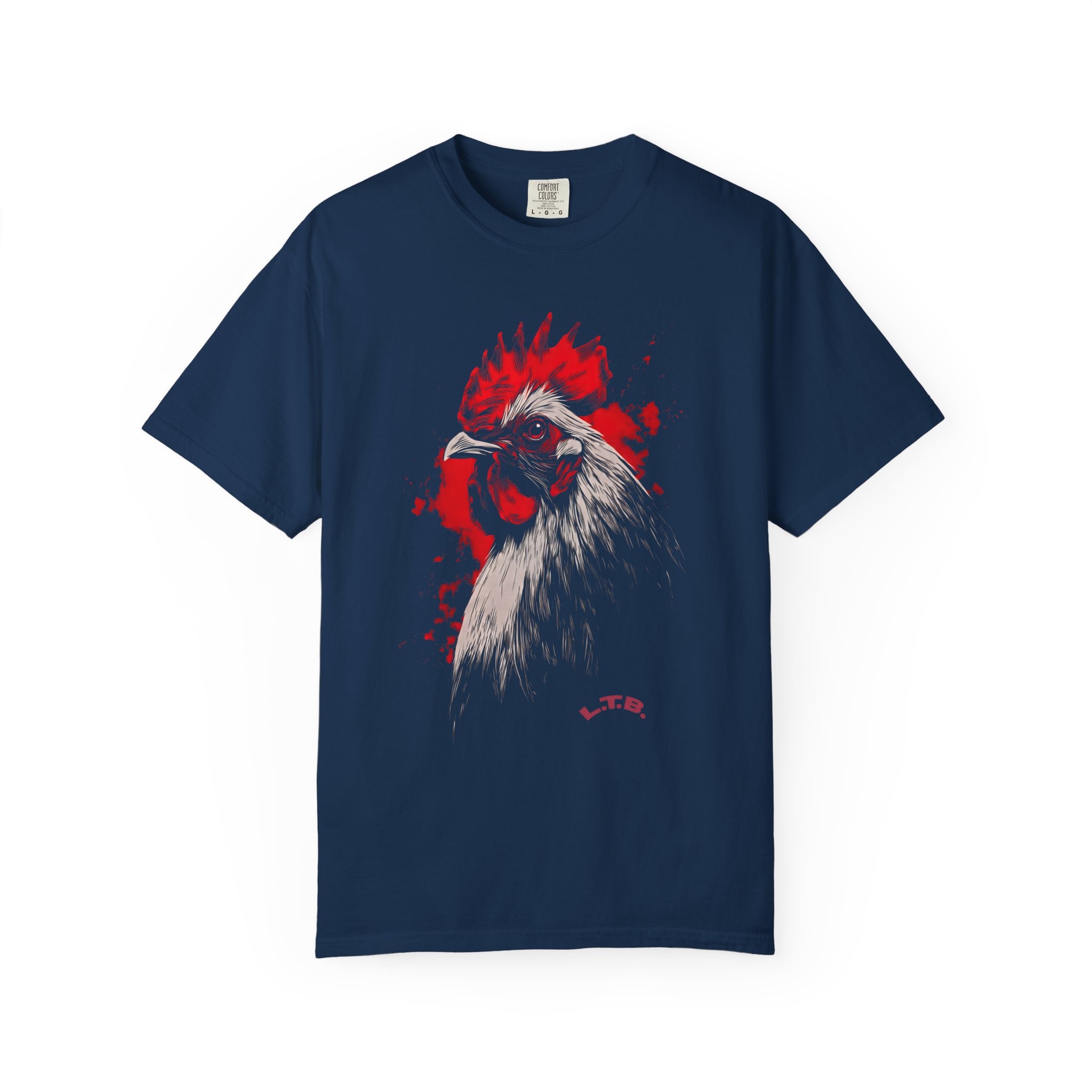 Rooster Portrait T-Shirt — Bold Red & White Farm Chicken Graphic Tee - Image 4