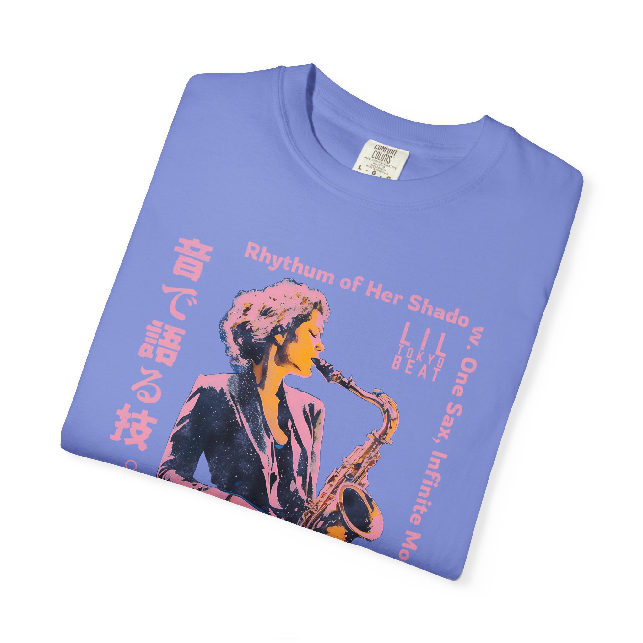 Saxophone Graphic Tee, Unisex Jazz T-shirt, Tokyo Urban Music Shirt, Japanese Design Top, Garment-Dyed Cotton Clothing, t0 - Image 21