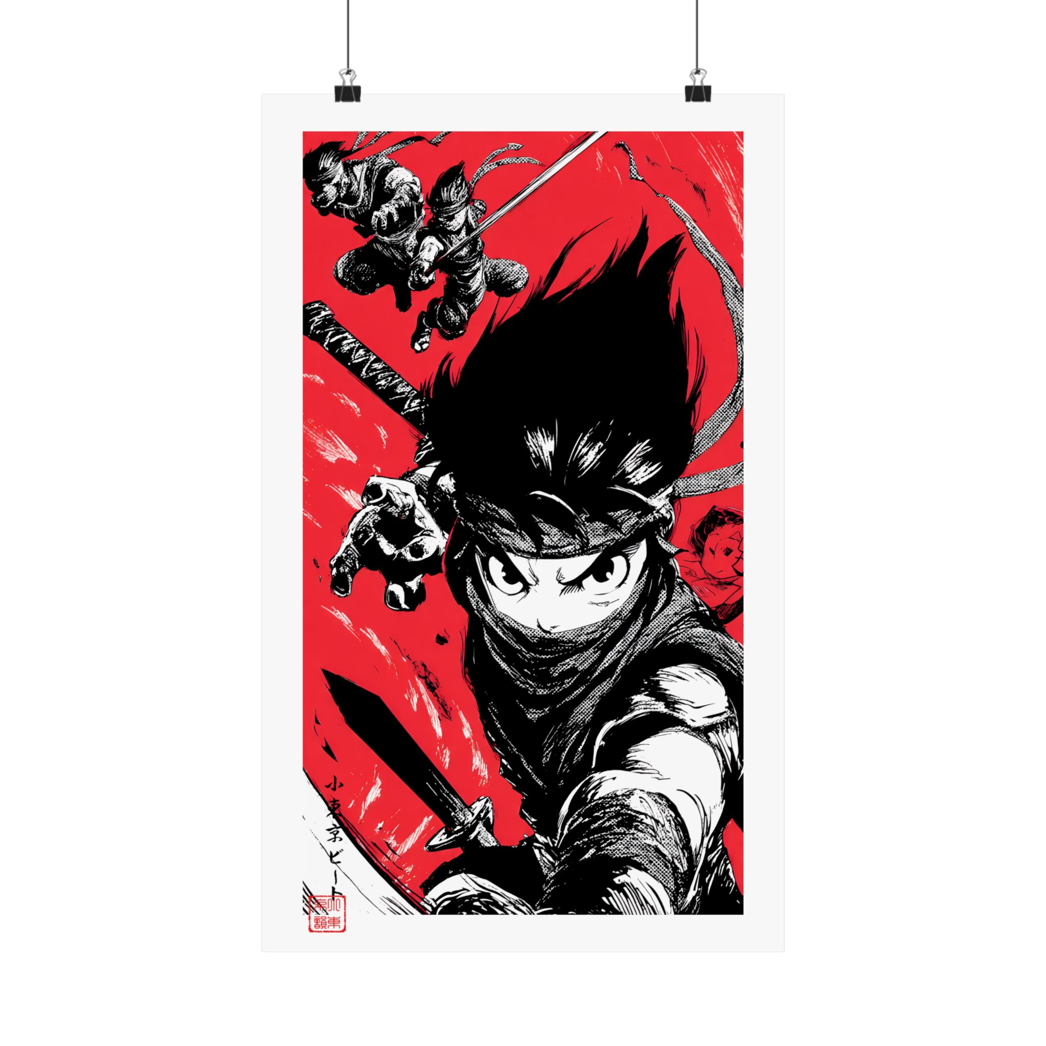 Ninja Anime Matte Poster — Red & Black Action Vertical Art Print - Image 5