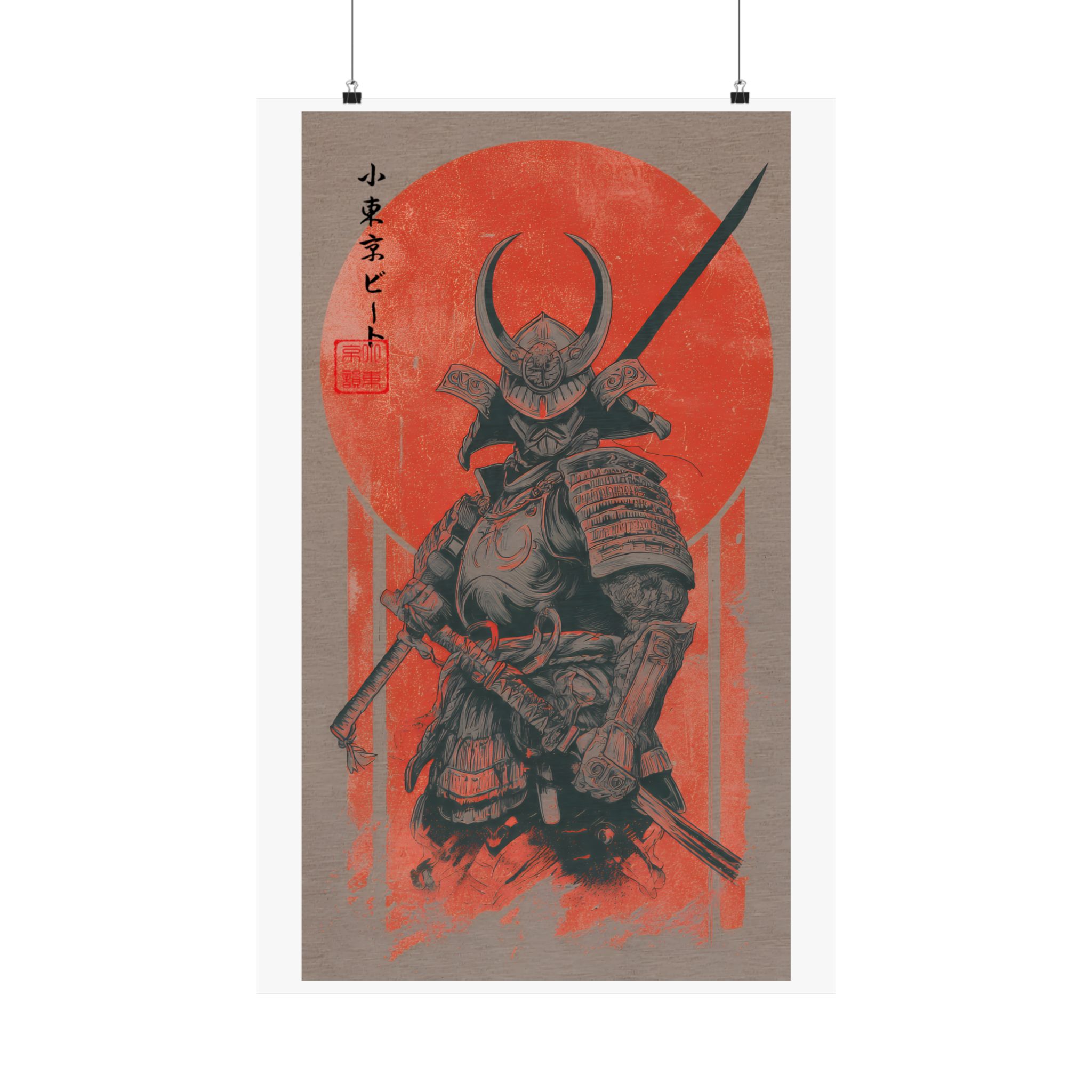 Crimson Samurai Warrior Poster — Japanese Red Sun Samurai Wall Art - Image 11