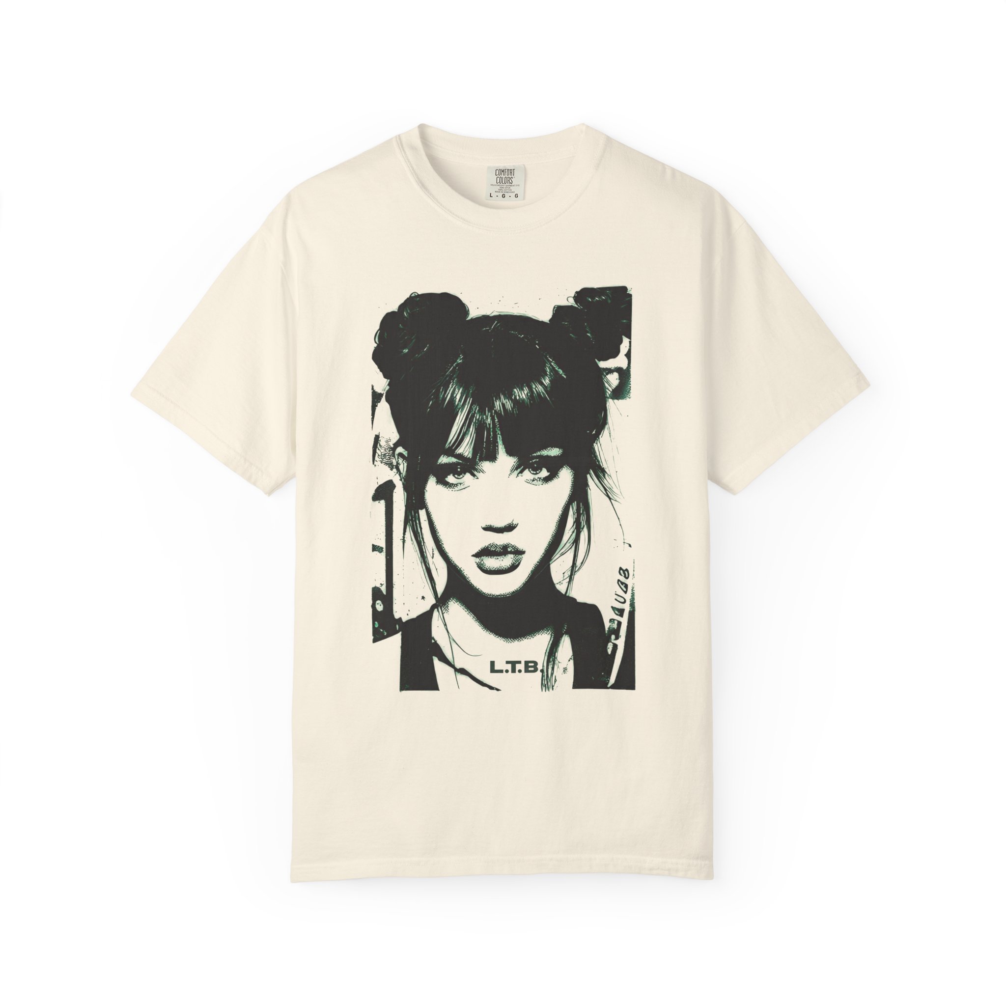 Graphic Portrait T‑Shirt — Black & White Femme Art Tee - Image 3