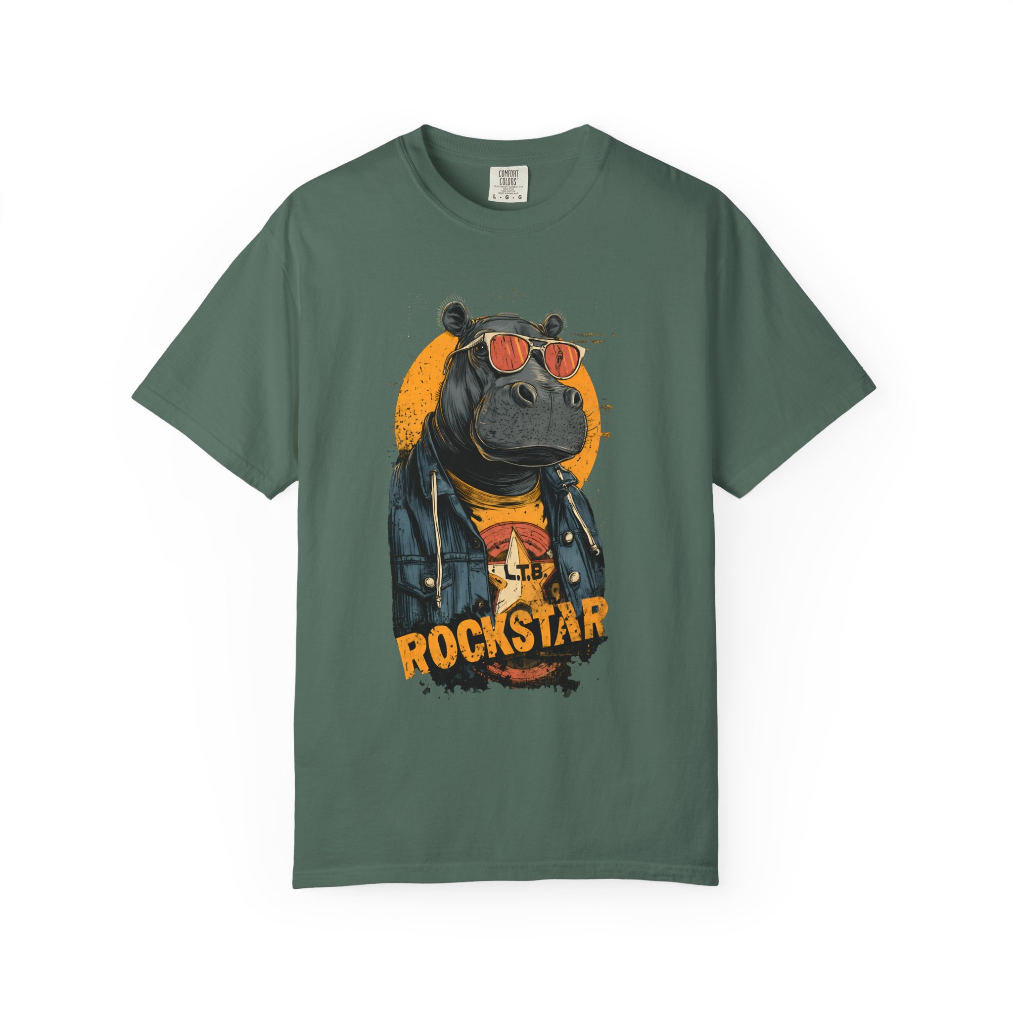 Rockstar Hippo Graphic T-Shirt — Cool Animal Music Tee - Image 6