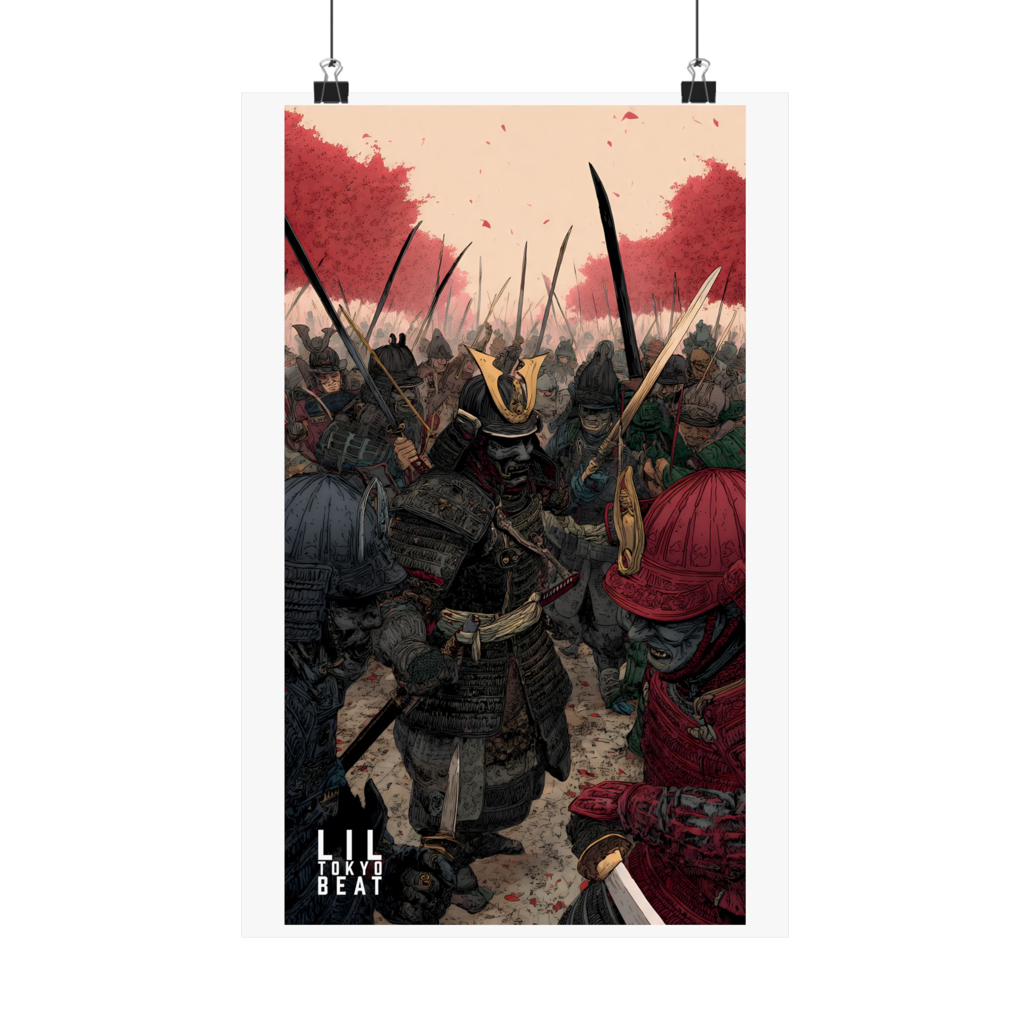 Samurai Battle Matte Poster — Vertical Japanese Warrior Art Print - Image 3