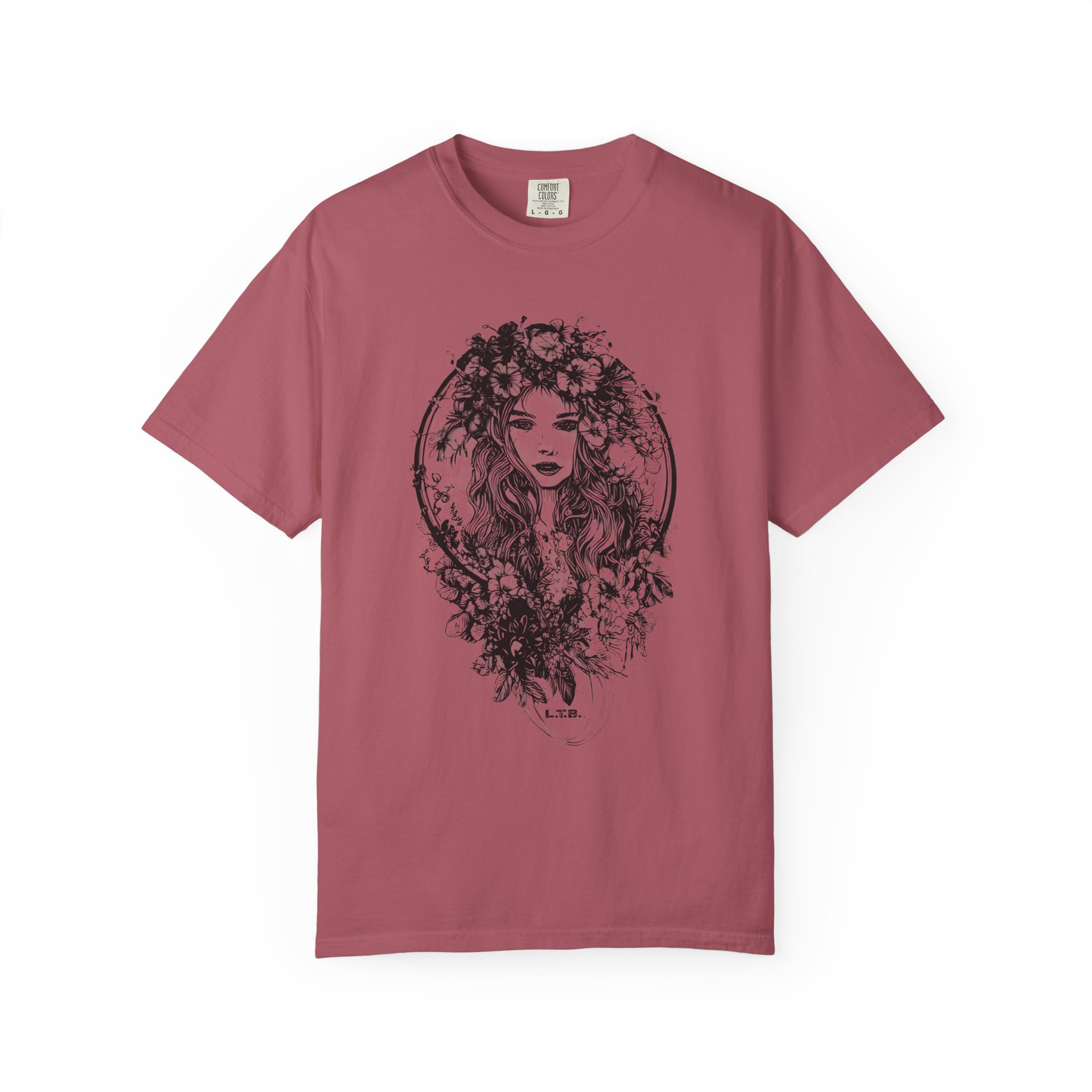 Floral Muse Portrait T-Shirt — Elegant Botanical Art Graphic Tee - Image 15
