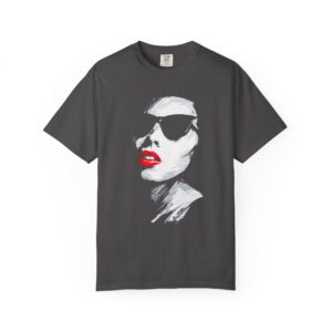 Graphic T-Shirt — Chic Woman Portrait with Red Lips