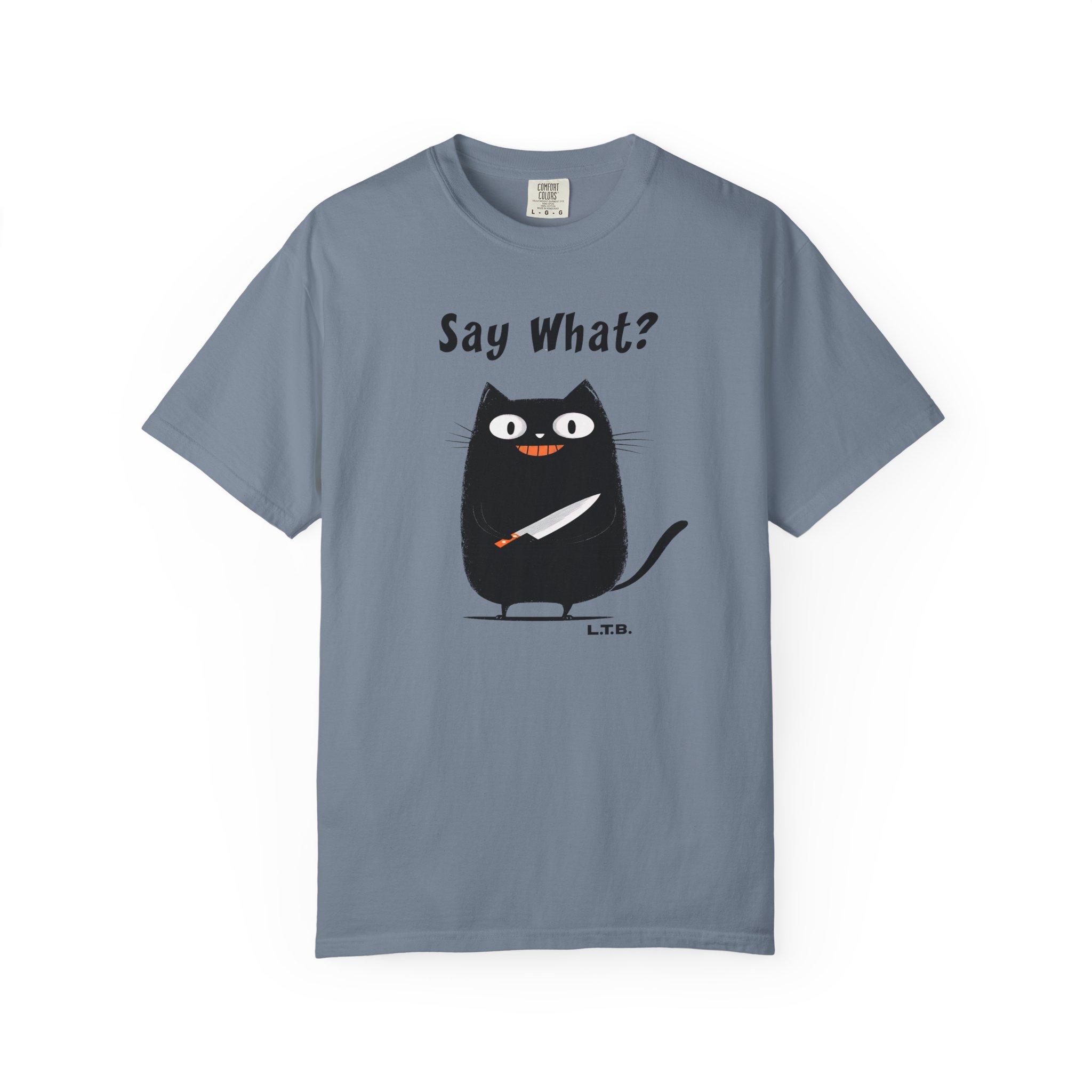 Black Cat with Knife T-Shirt — "Say What?" Funny Halloween Cat Tee - Image 11