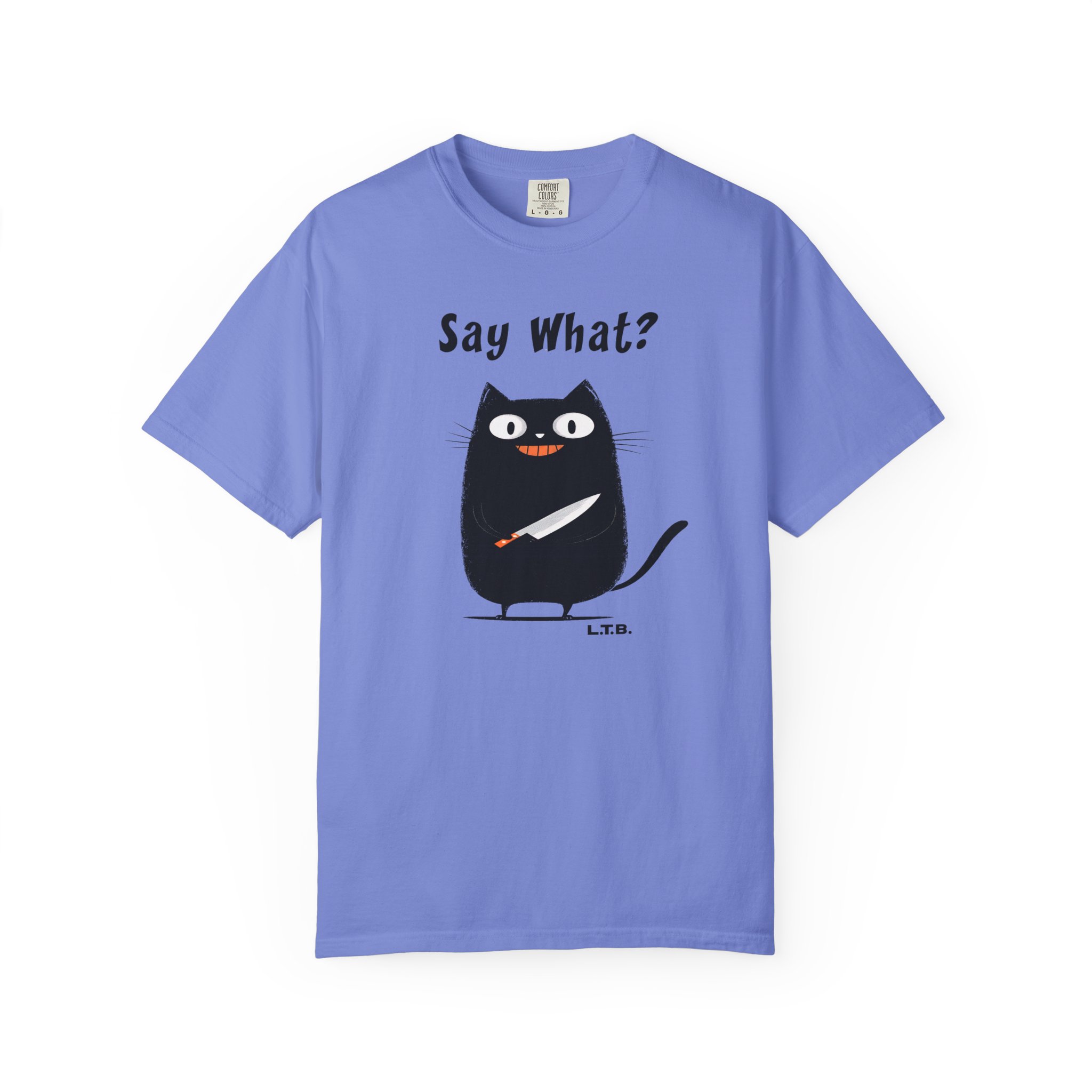 Black Cat with Knife T-Shirt — "Say What?" Funny Halloween Cat Tee - Image 10