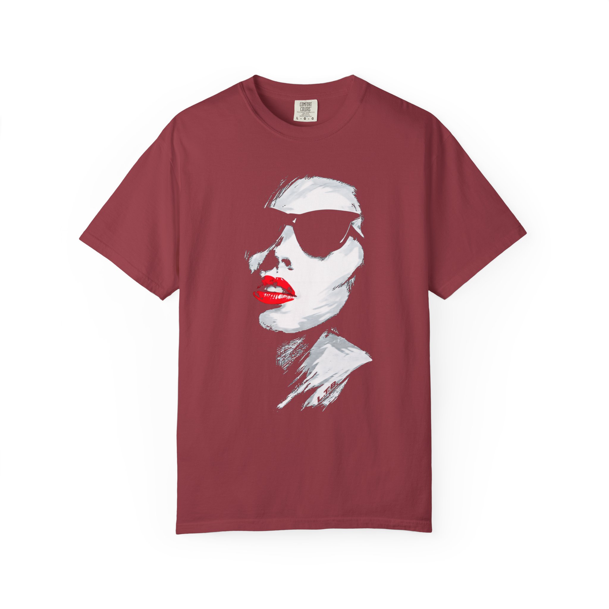 Graphic T-Shirt — Chic Woman Portrait with Red Lips - Image 6