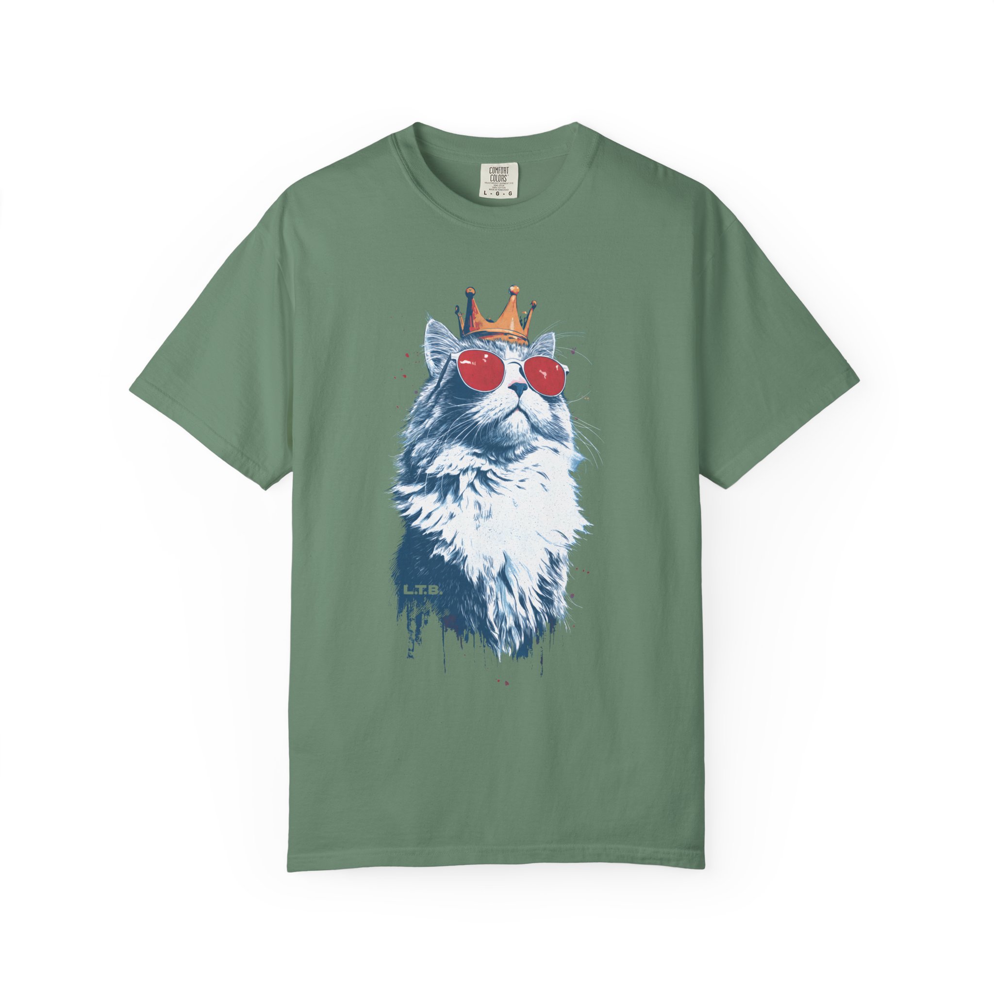 Cat King T-Shirt — Regal Cat with Crown & Sunglasses Graphic Streetwear Tee - Image 6