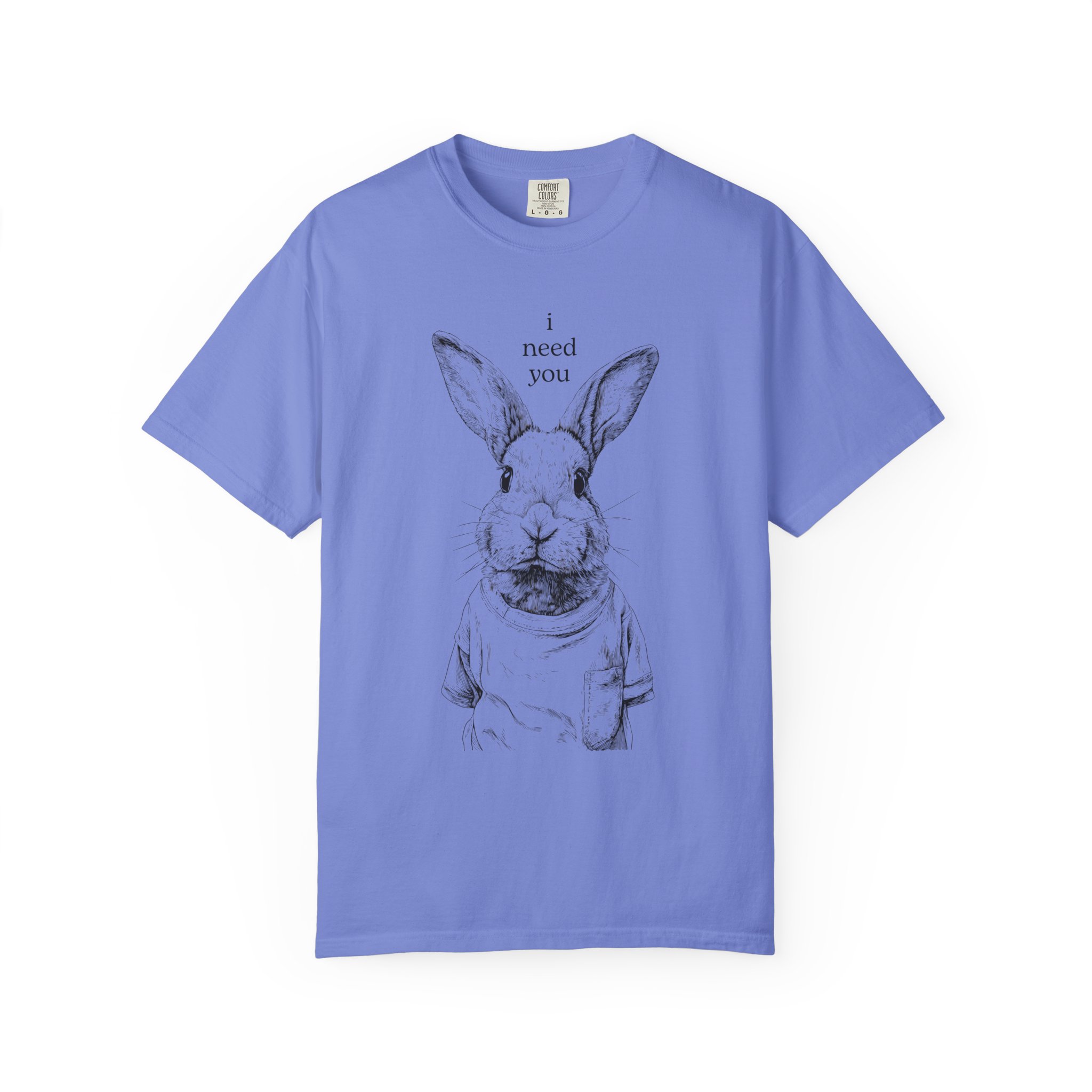 Rabbit Line Art T-Shirt — "I Need You" Quiet Emotional Design Tee, Valentine Gift Idea - Image 10