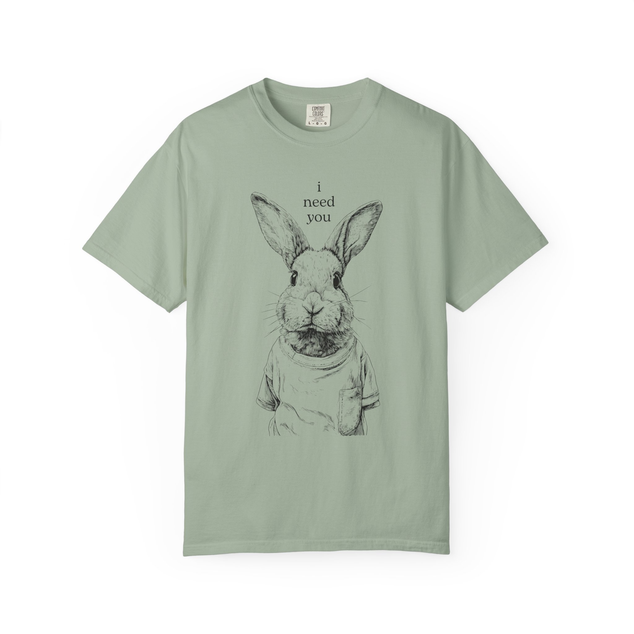 Rabbit Line Art T-Shirt — "I Need You" Quiet Emotional Design Tee, Valentine Gift Idea - Image 5