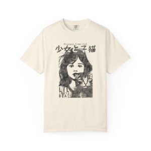 Kawaii Princess Cat Unisex Garment-Dyed T-shirt - Cute Graphic Tee for Cat Lovers and Girls, Japanese Tee, Cat Shirt, Kawaii Top, Princess, t7